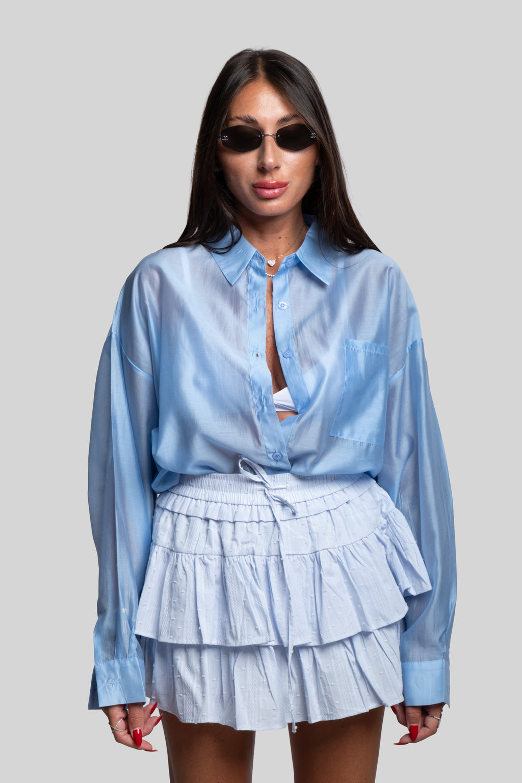 Camicia fiammata celeste