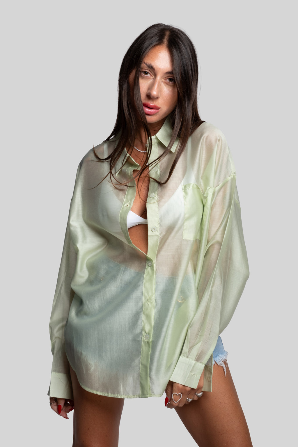 Camicia fiammata verde
