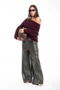 Pantalone pelle verde