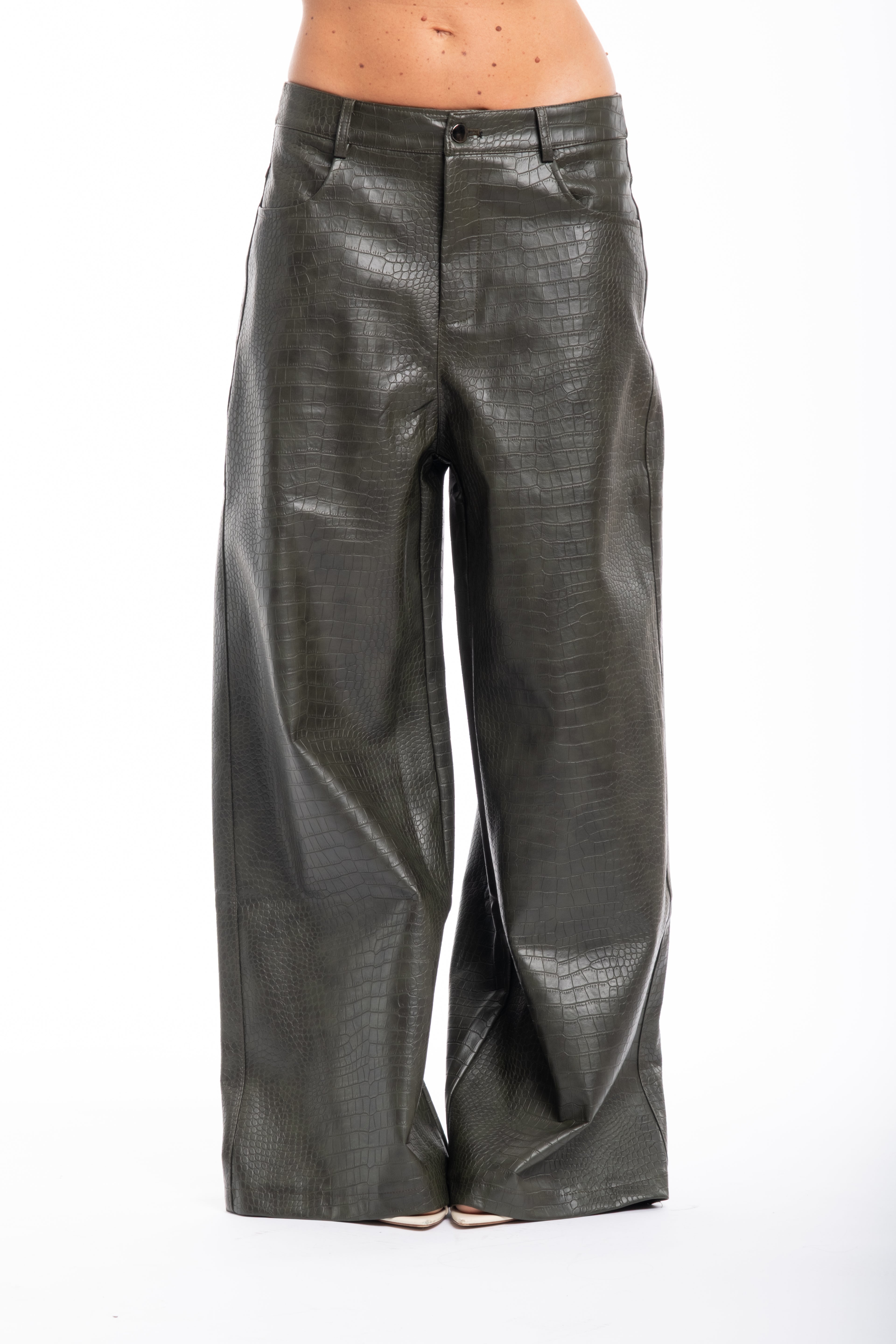 Pantalone pelle verde