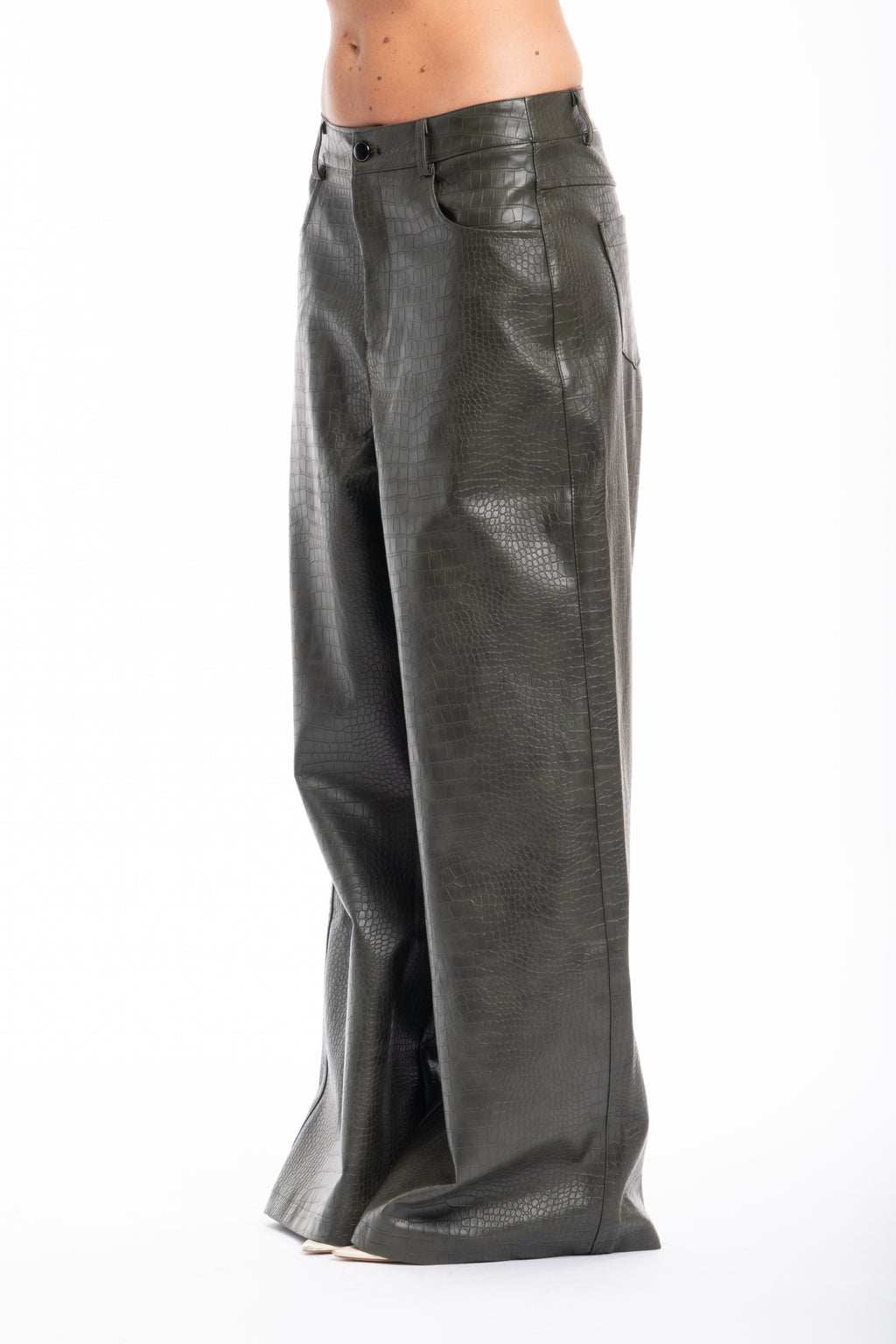 Pantalone pelle verde