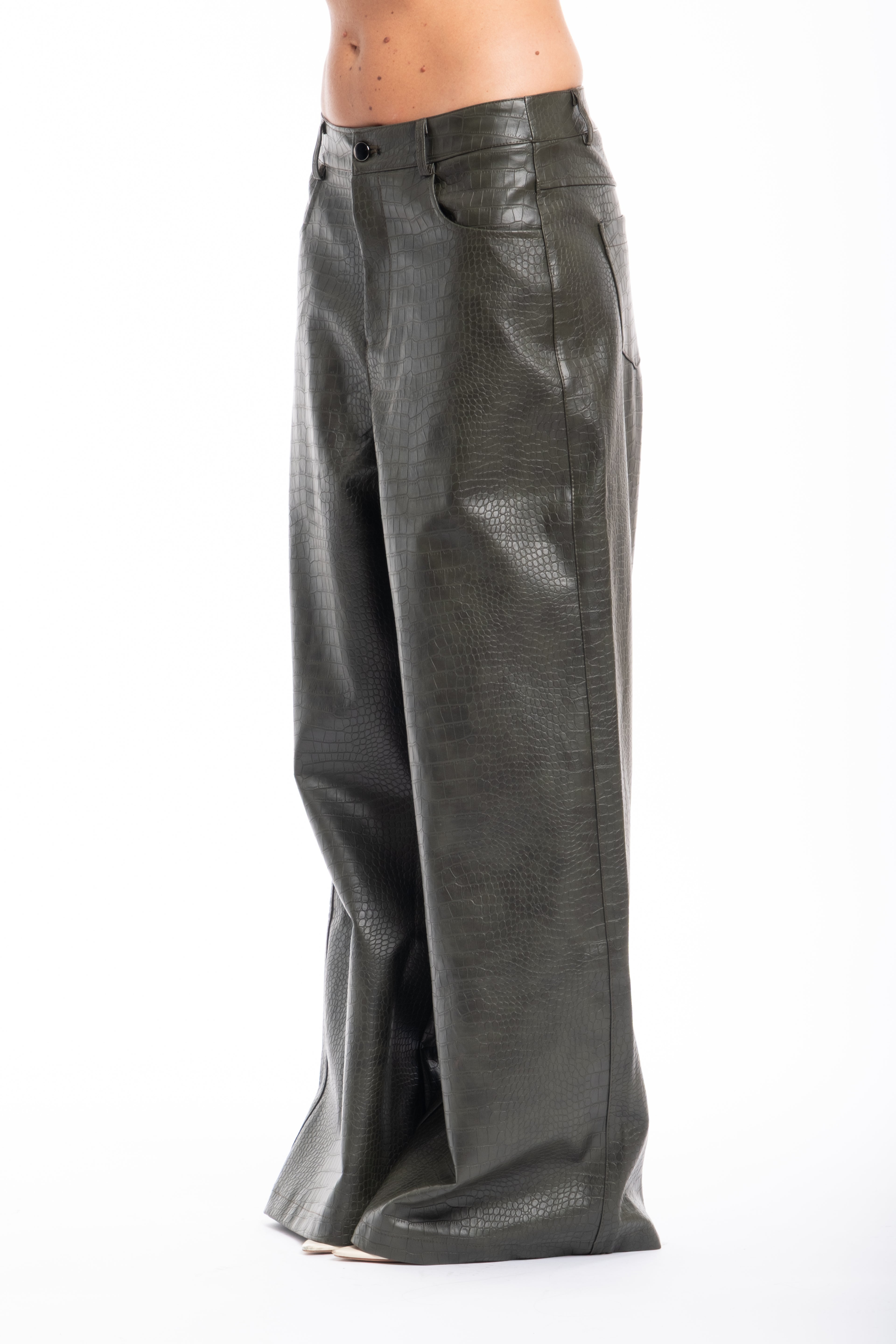 Pantalone pelle verde