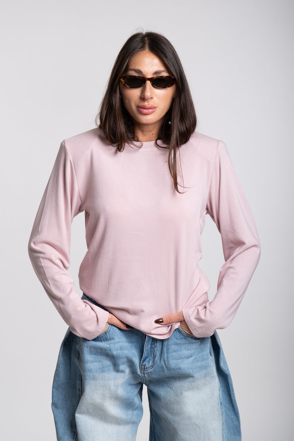 Maglia spallina rosa