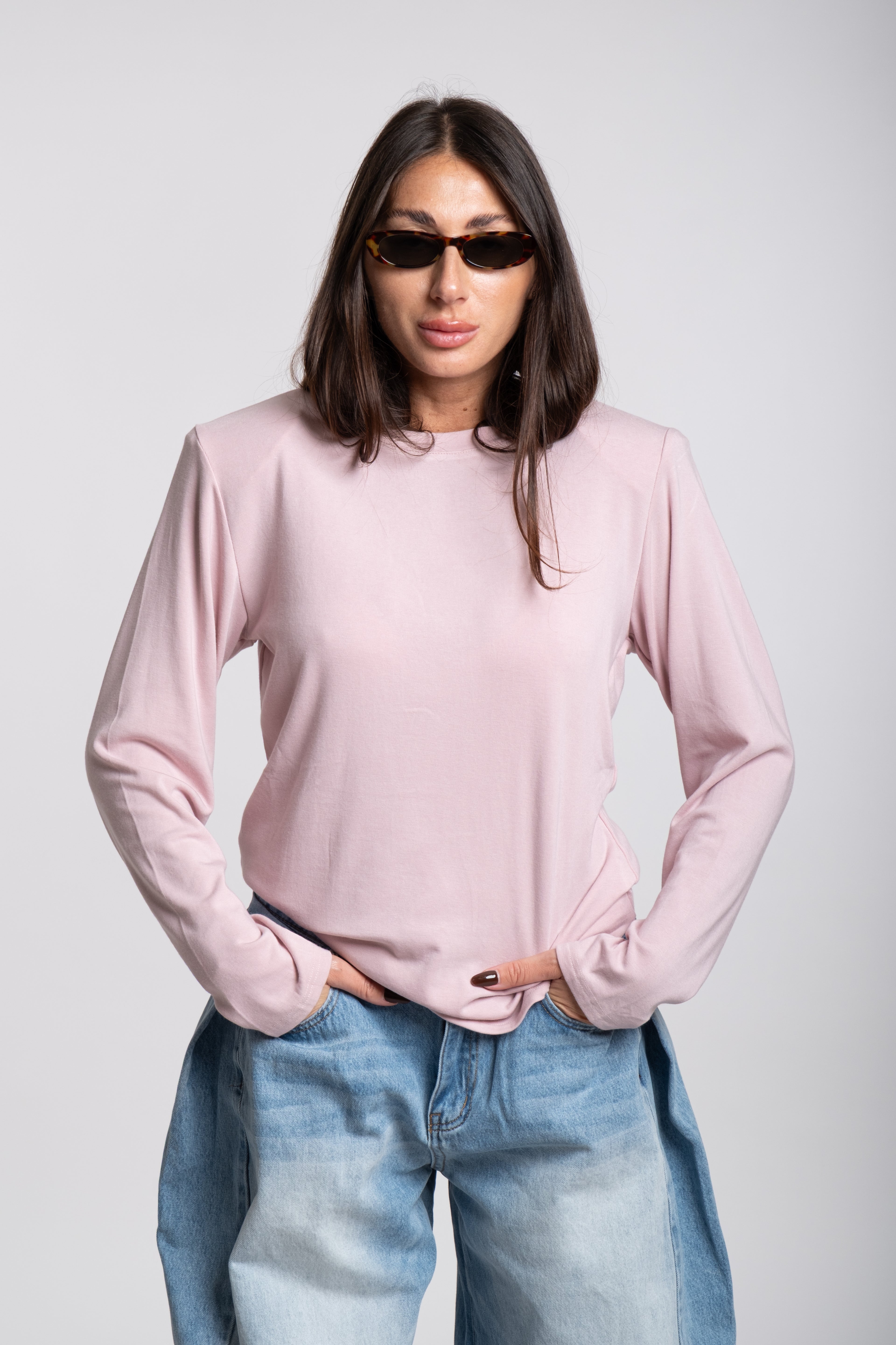 Maglia spallina rosa
