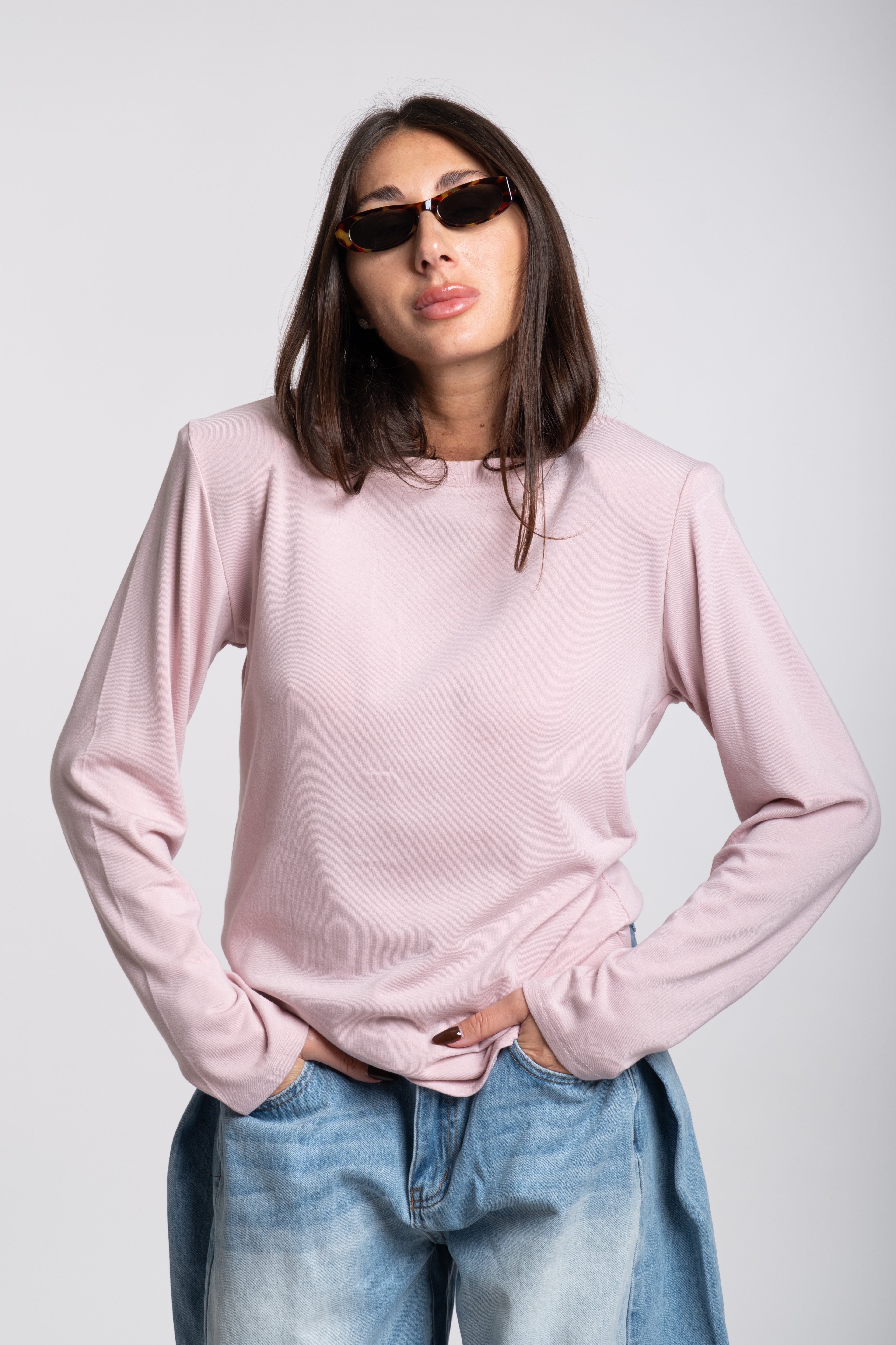 Maglia spallina rosa