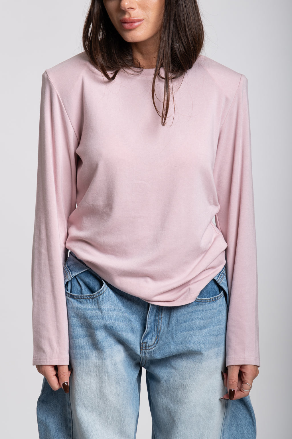 Maglia spallina rosa