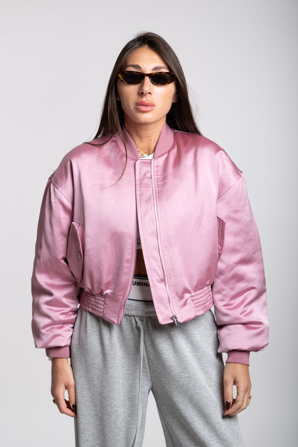 Bomber satin rosa