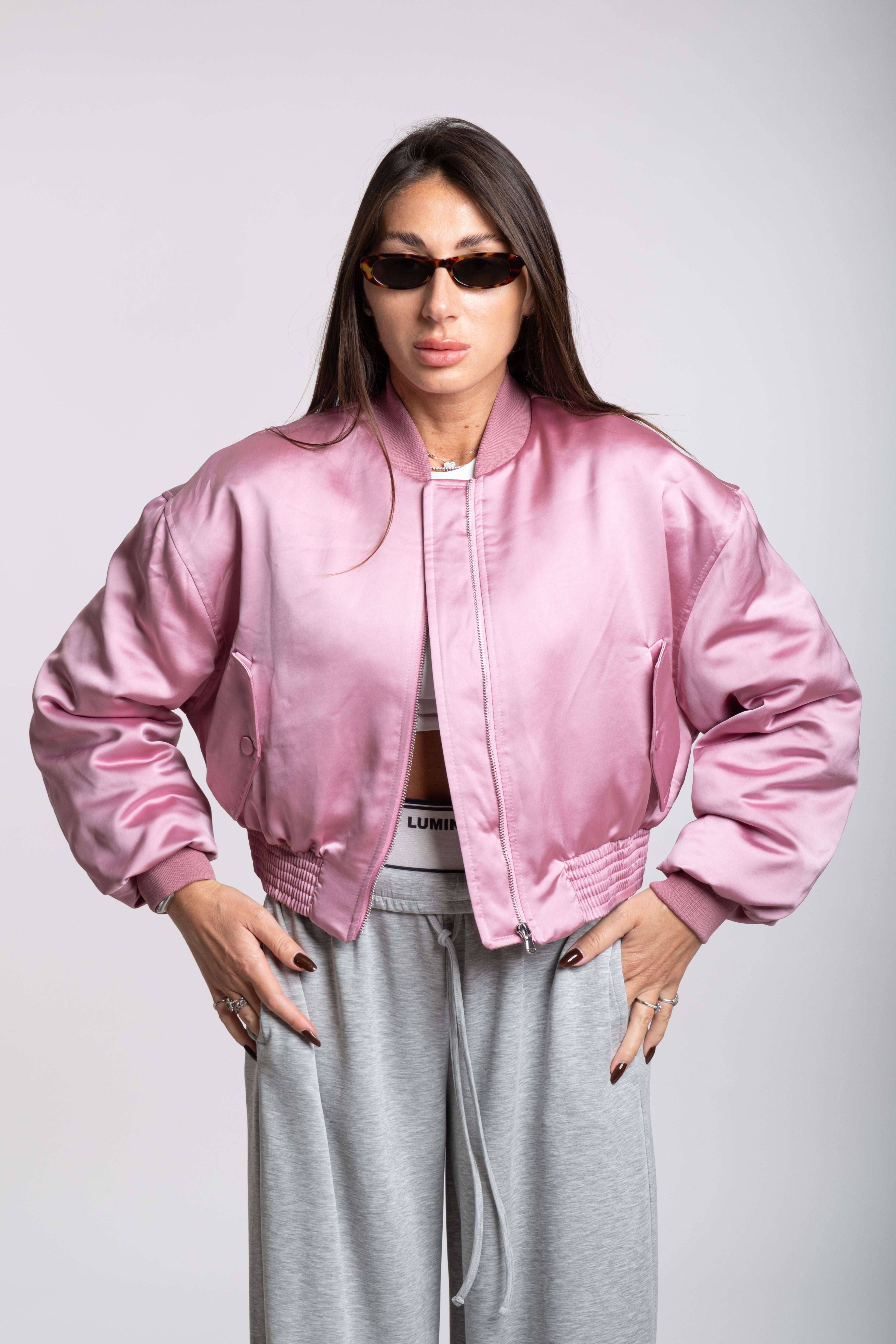 Bomber satin rosa