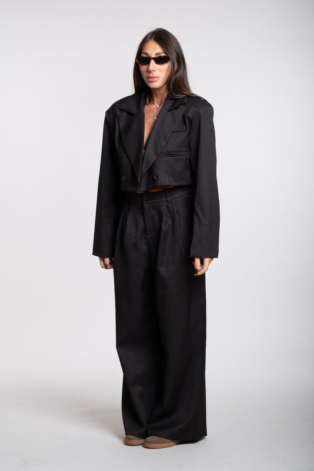 Tailleur crop nero