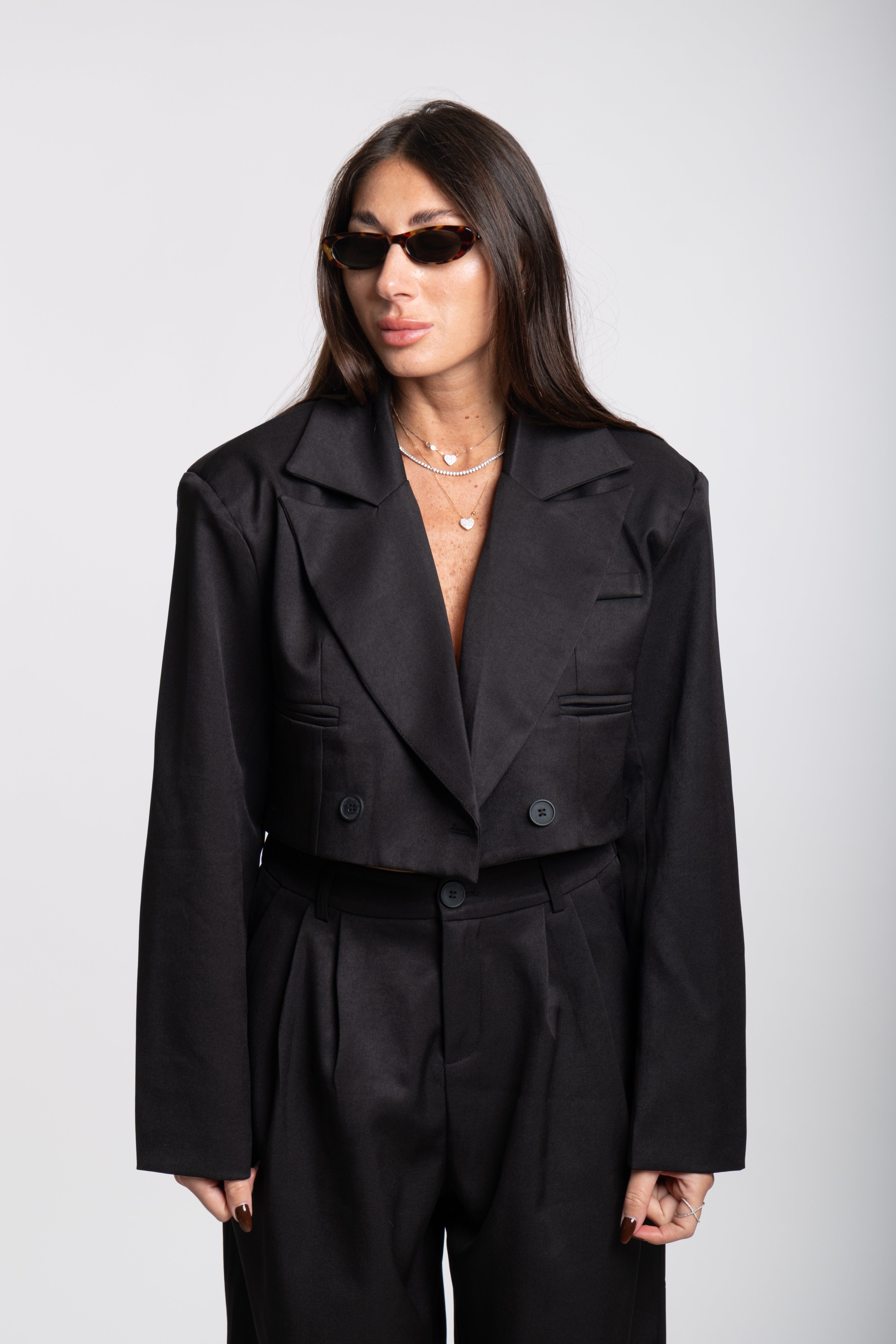 Tailleur crop nero