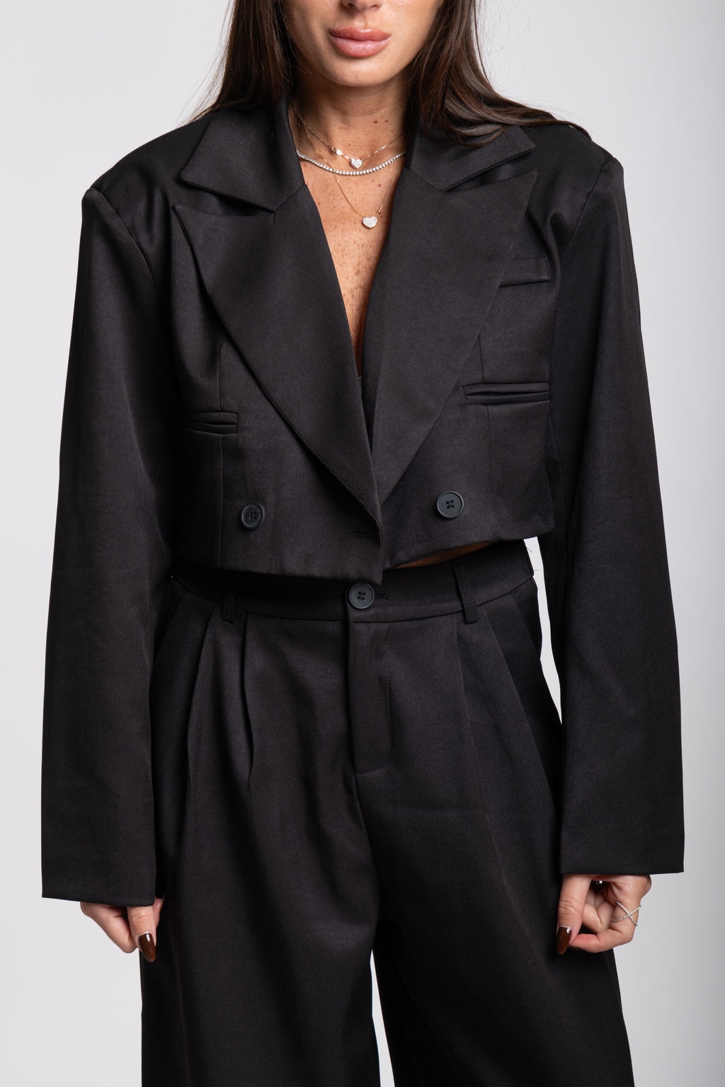 Tailleur crop nero