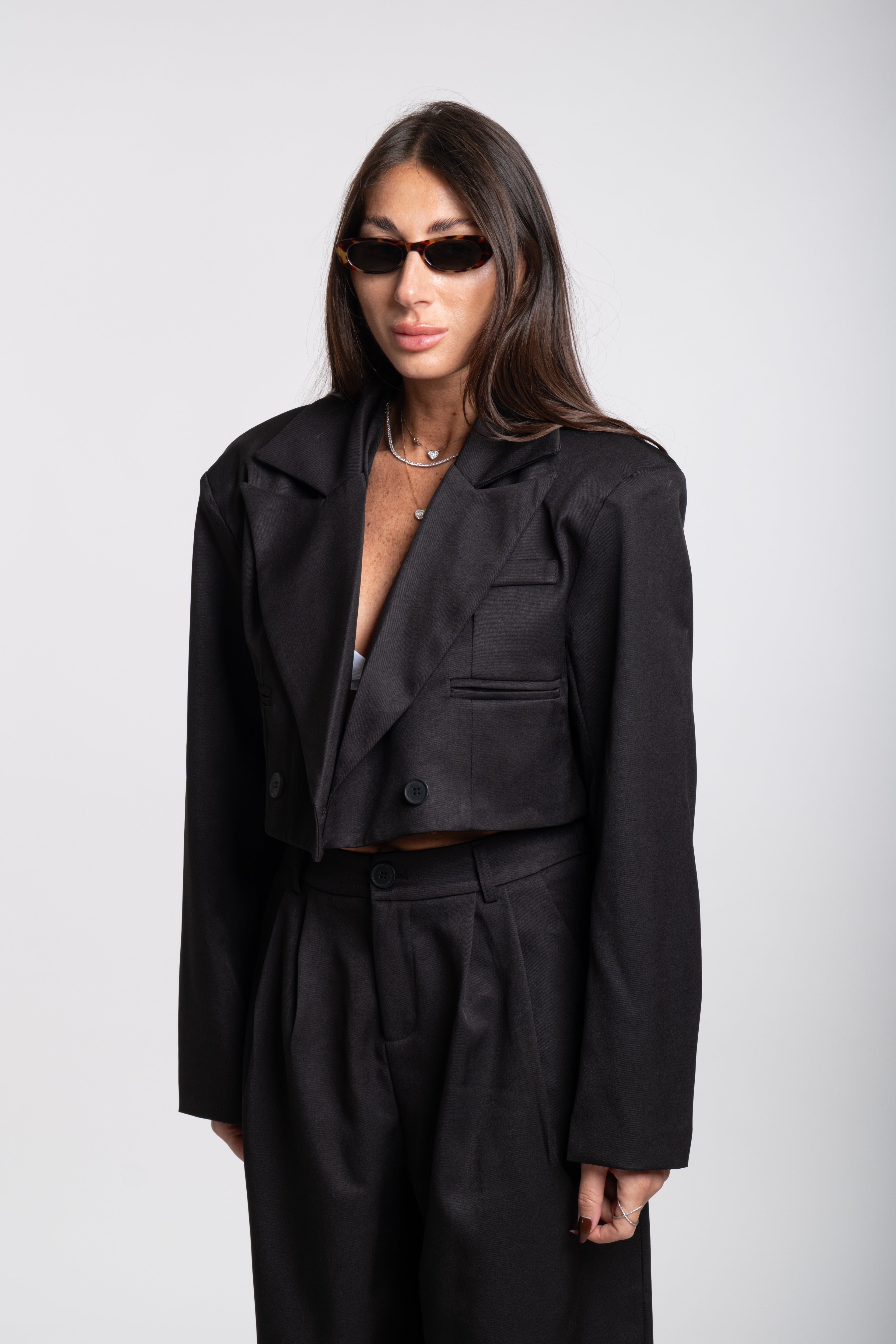 Tailleur crop nero