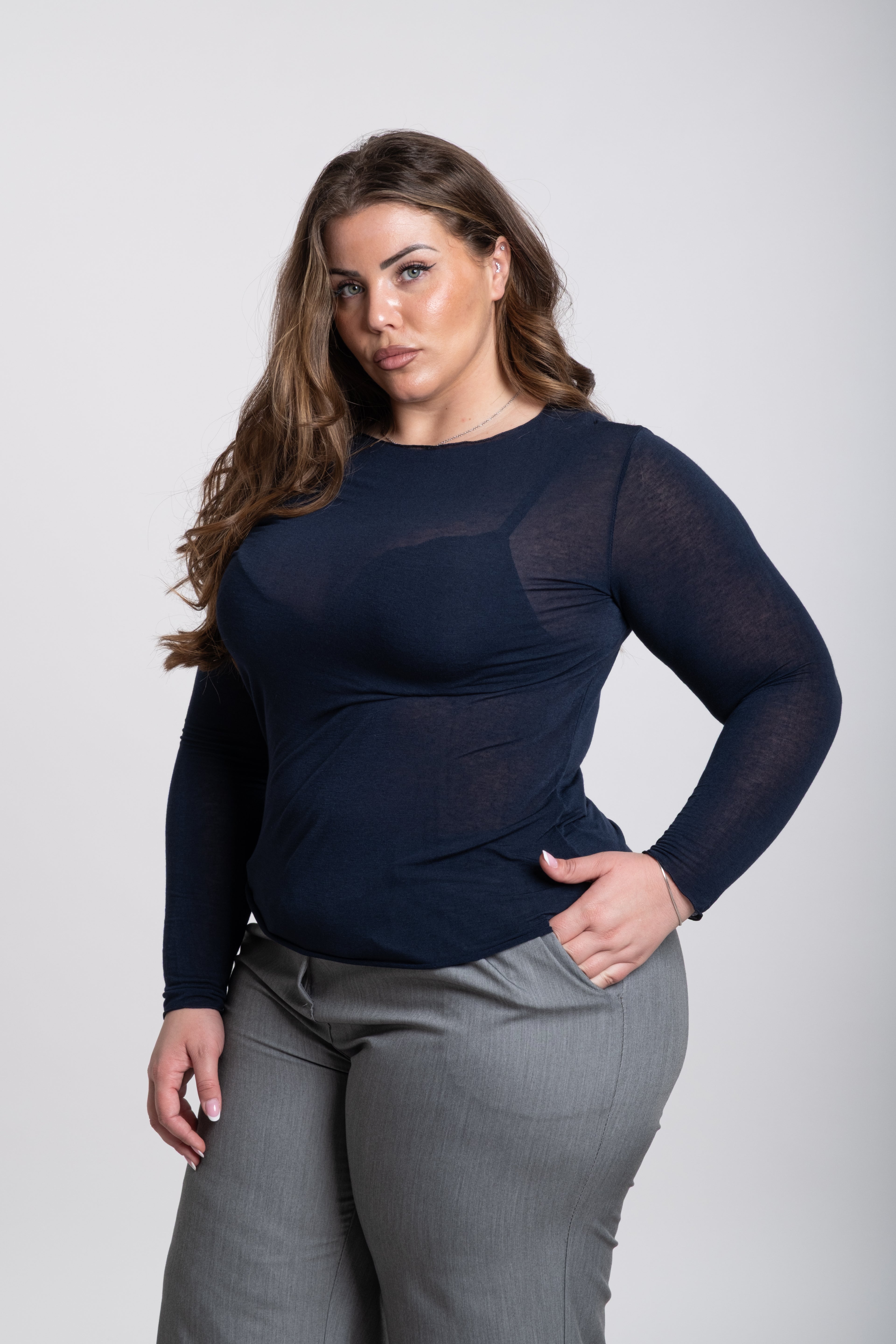 Maglia velo Curvy blu