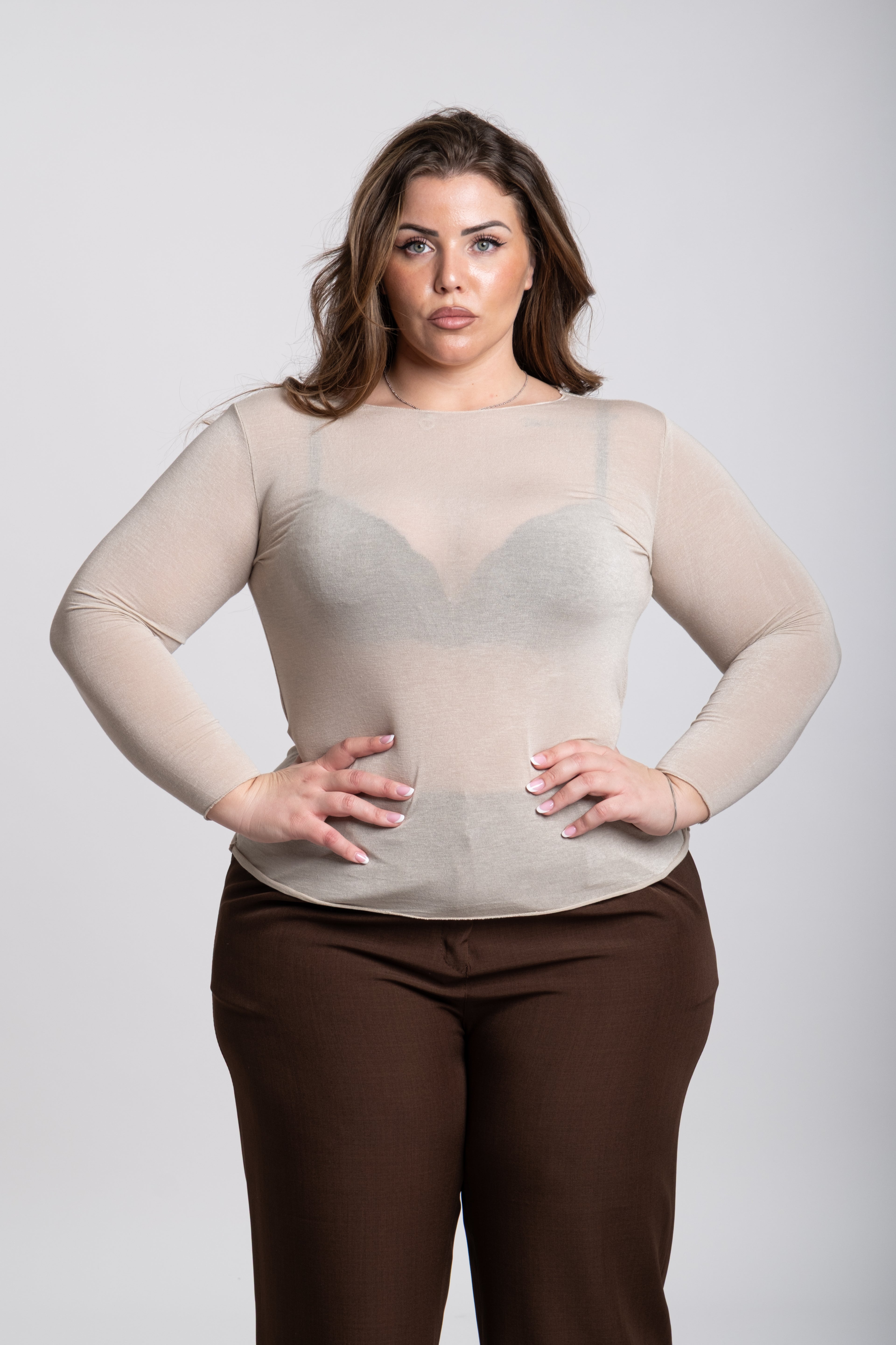 Maglia velo Curvy beige