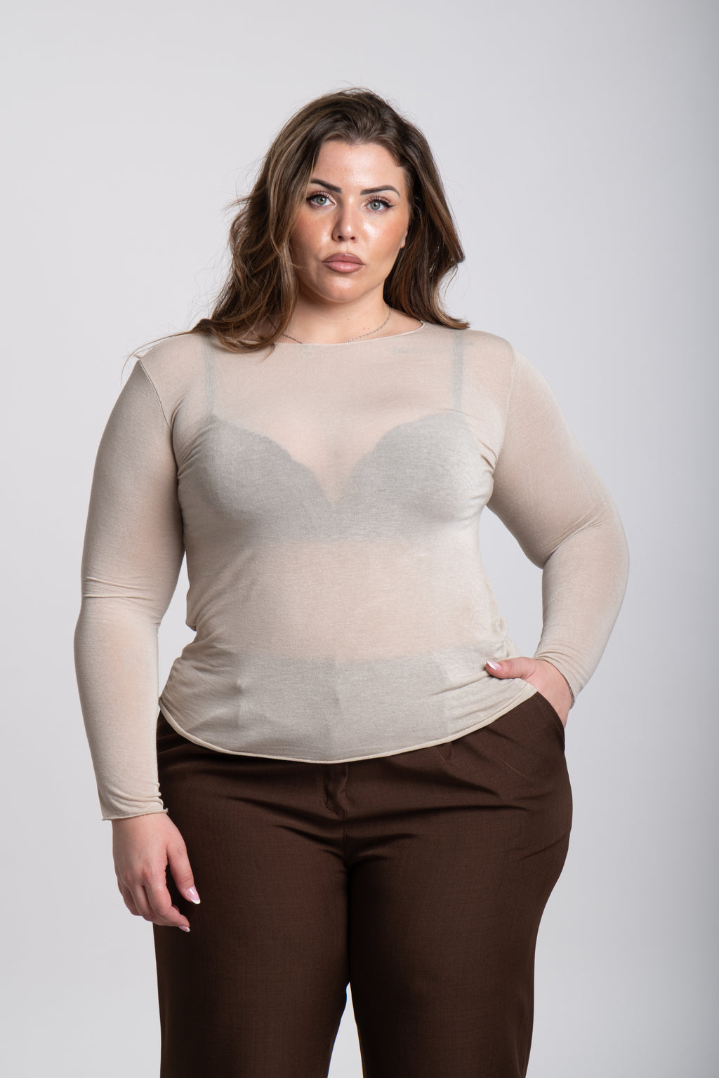 Maglia velo Curvy beige
