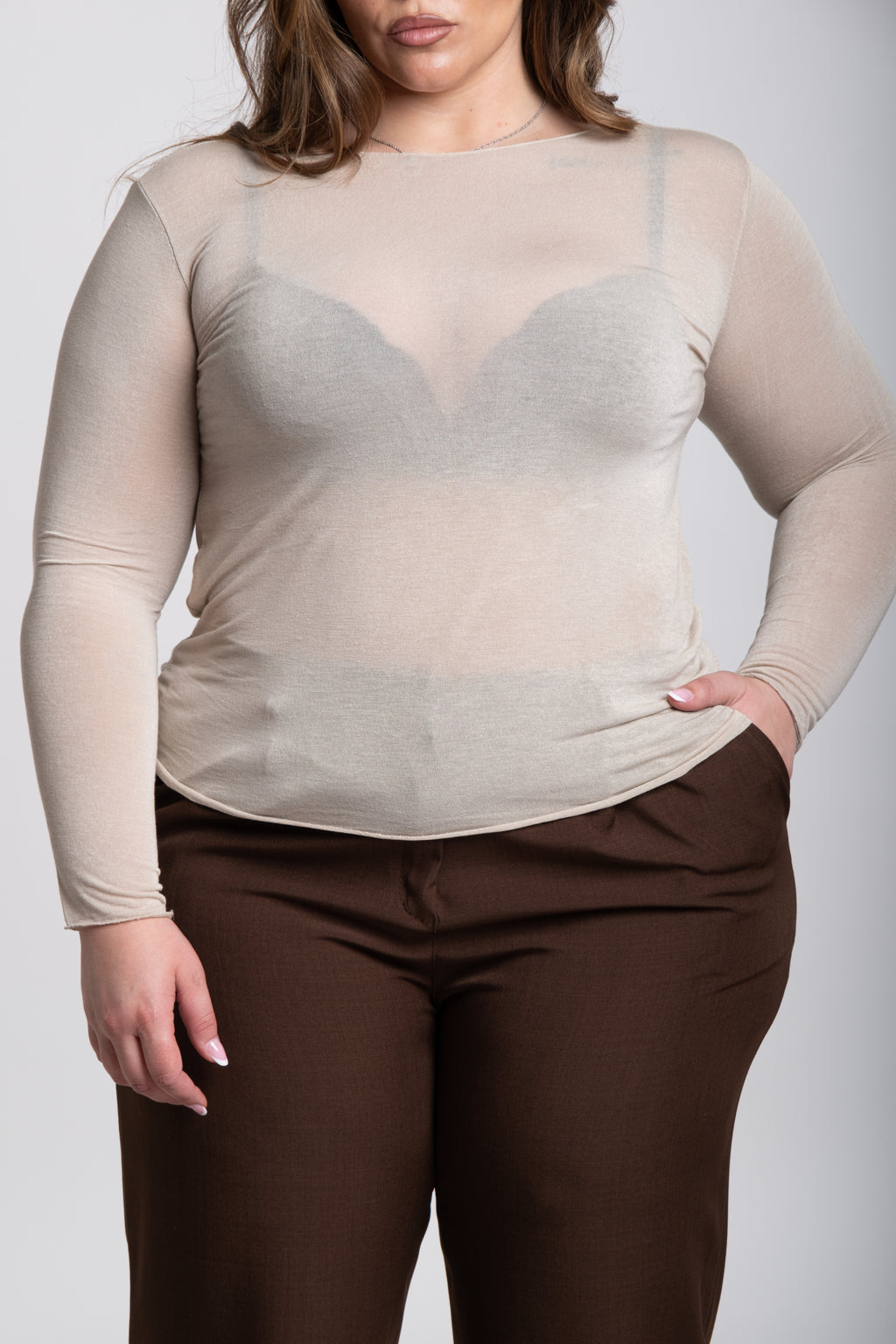 Maglia velo Curvy beige