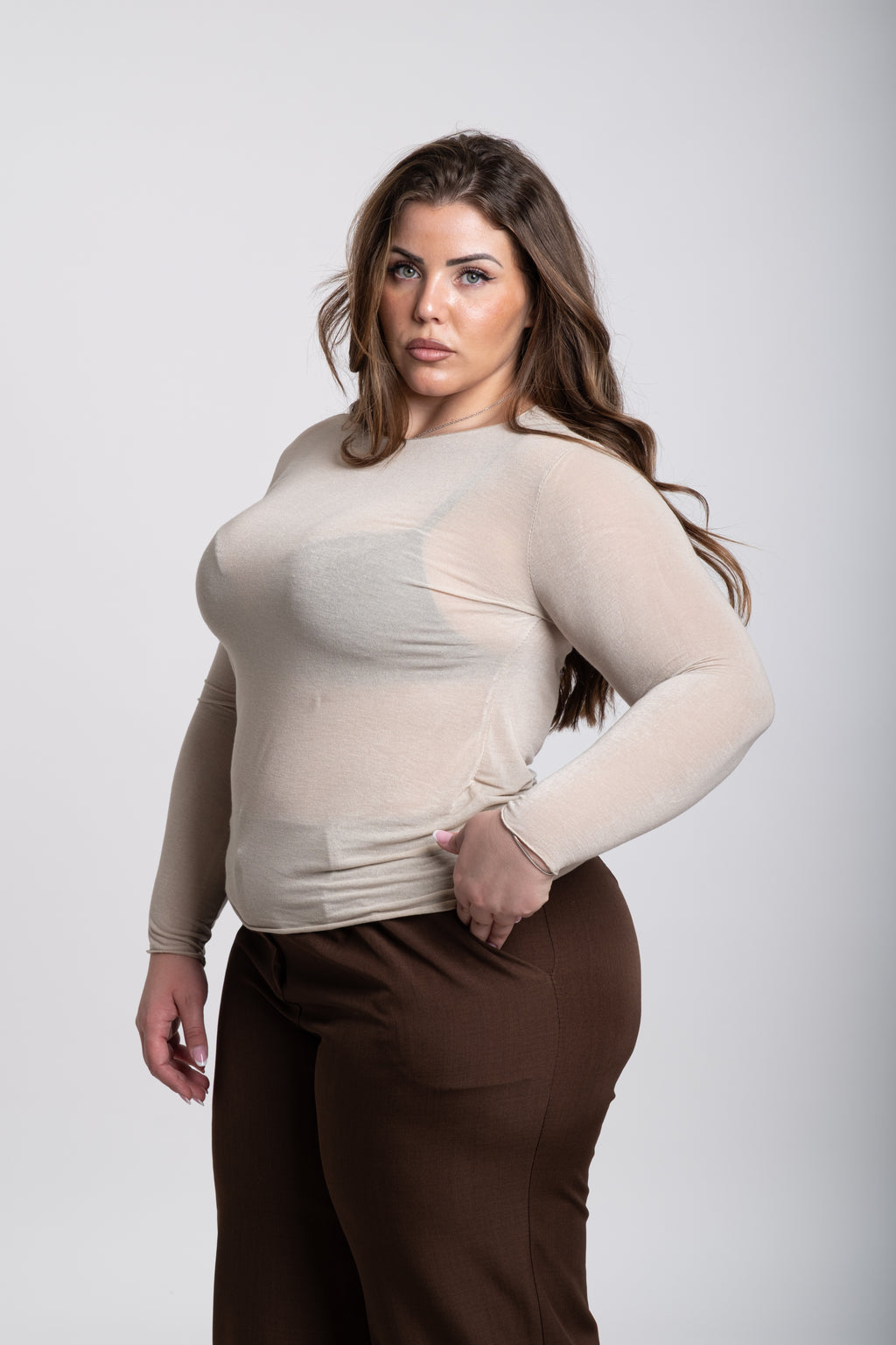 Maglia velo Curvy beige