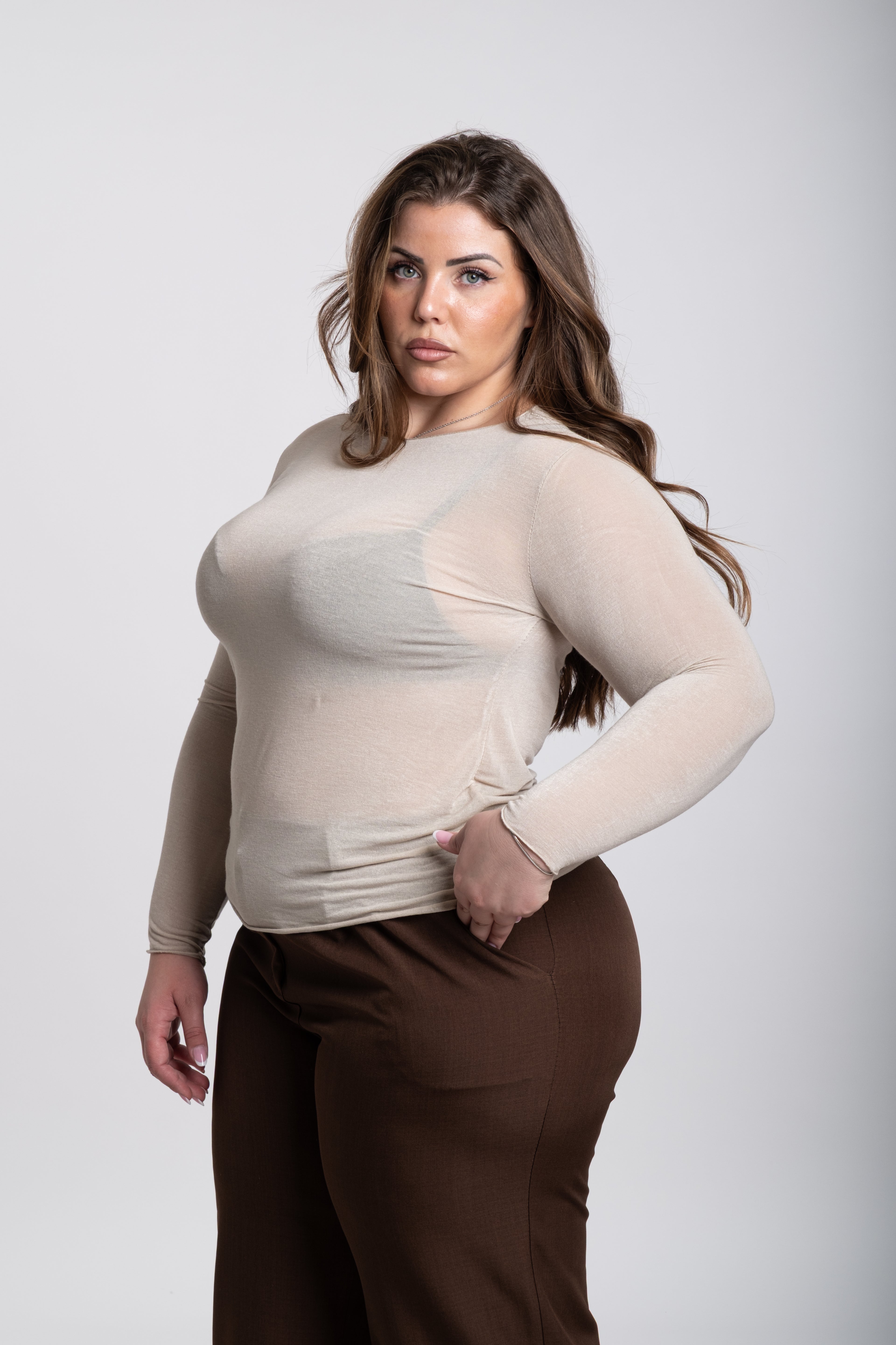 Maglia velo Curvy beige