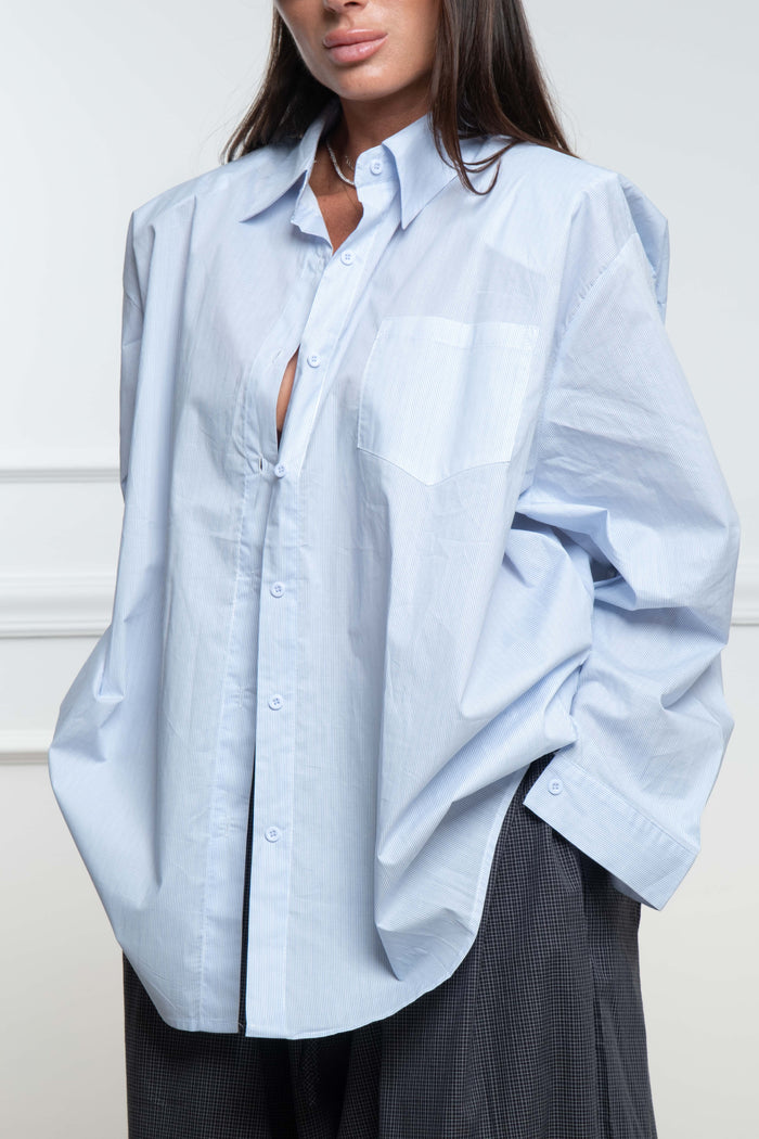 Camicia righe celeste