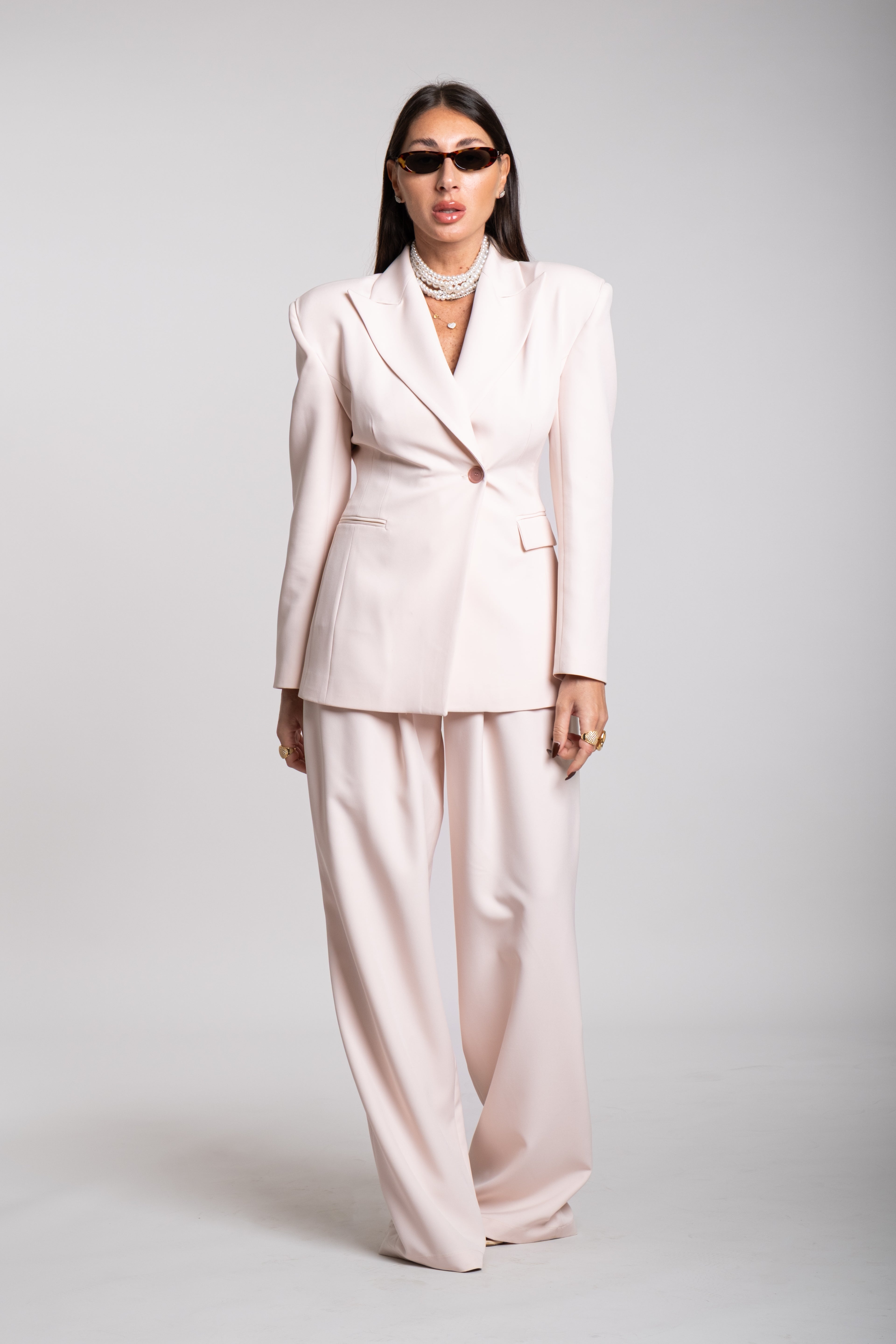 Tailleur Radici strutturato rosa cipria