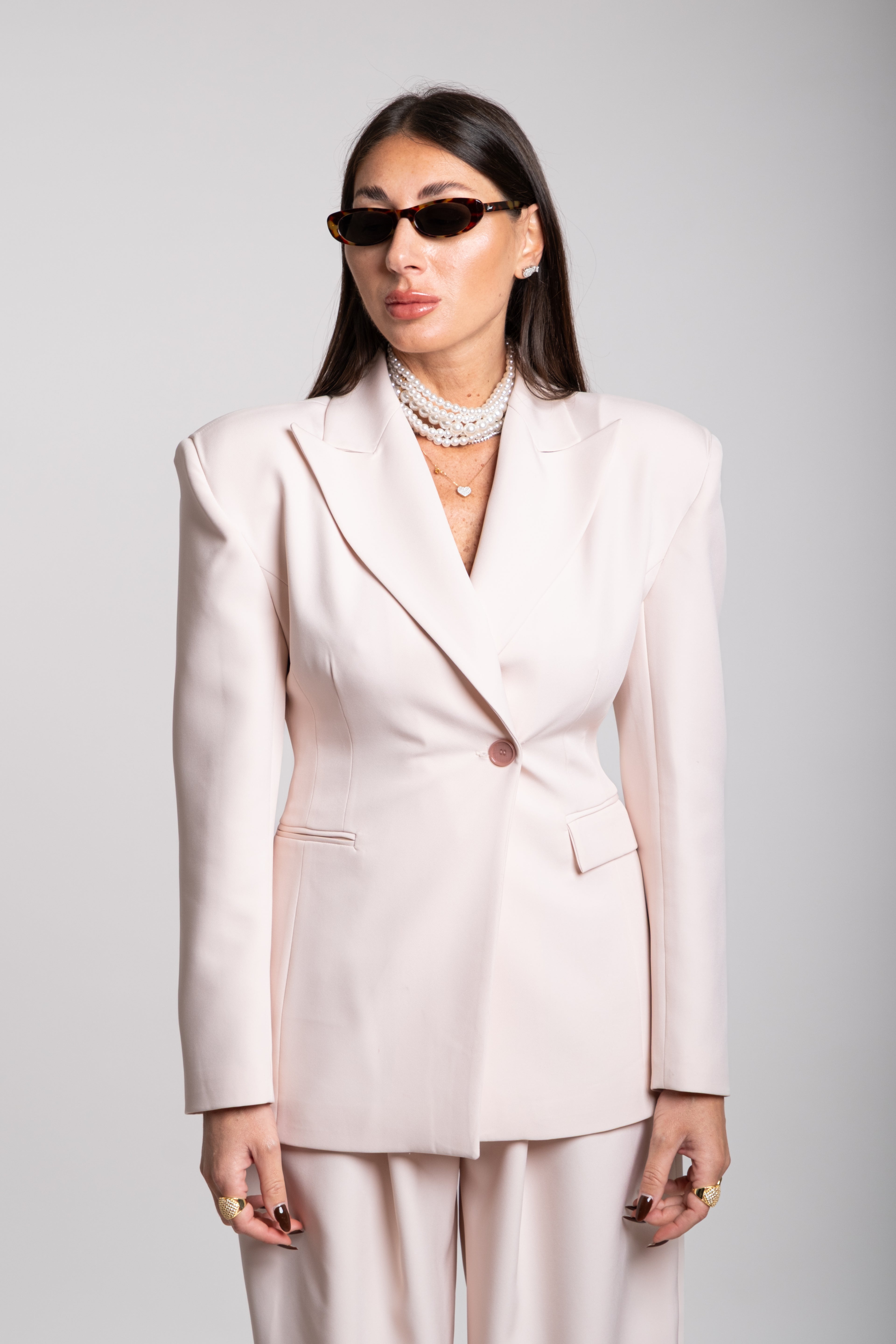 Tailleur Radici strutturato rosa cipria
