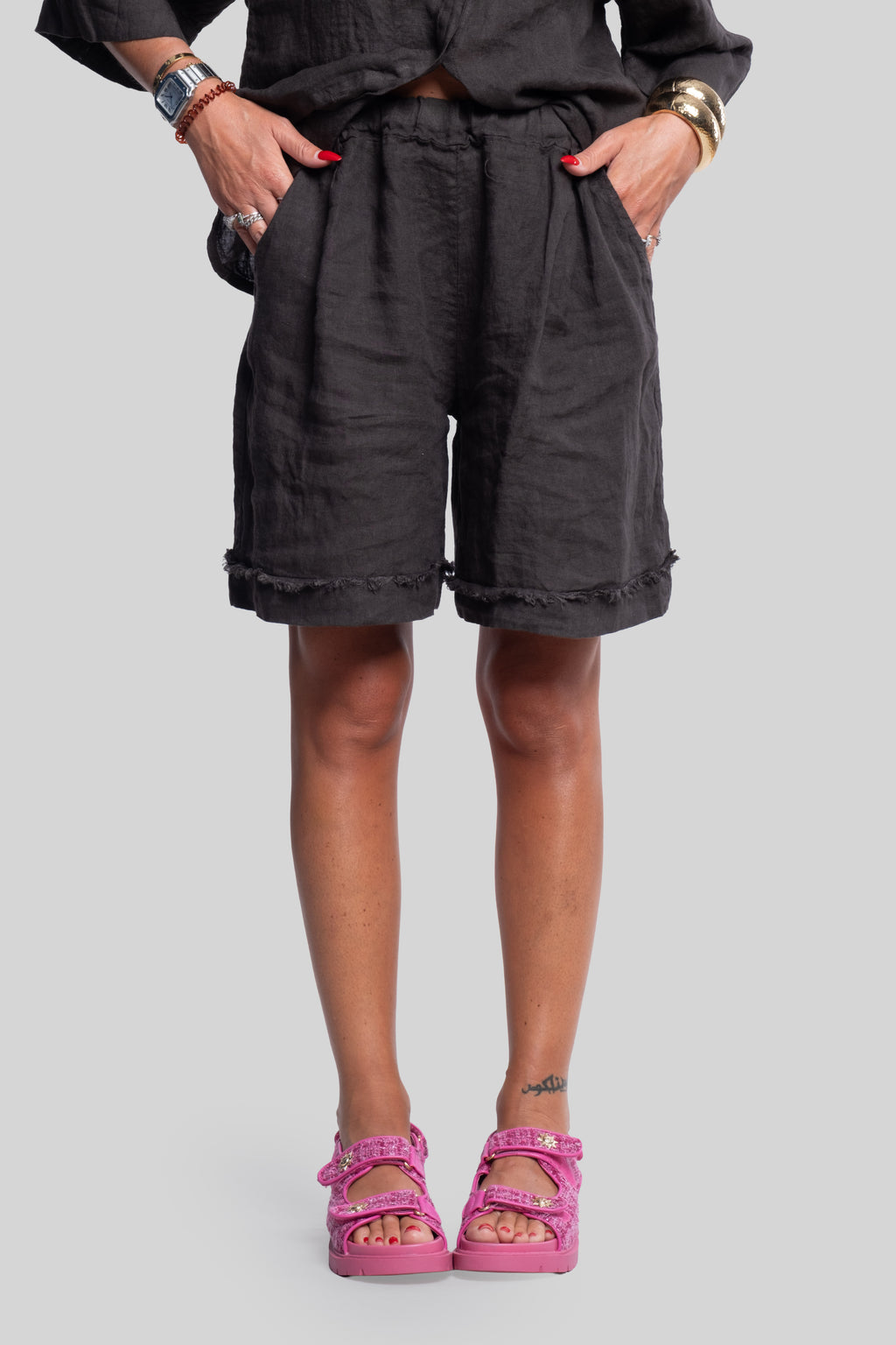 Coordinato 100% lino max bermuda kinder