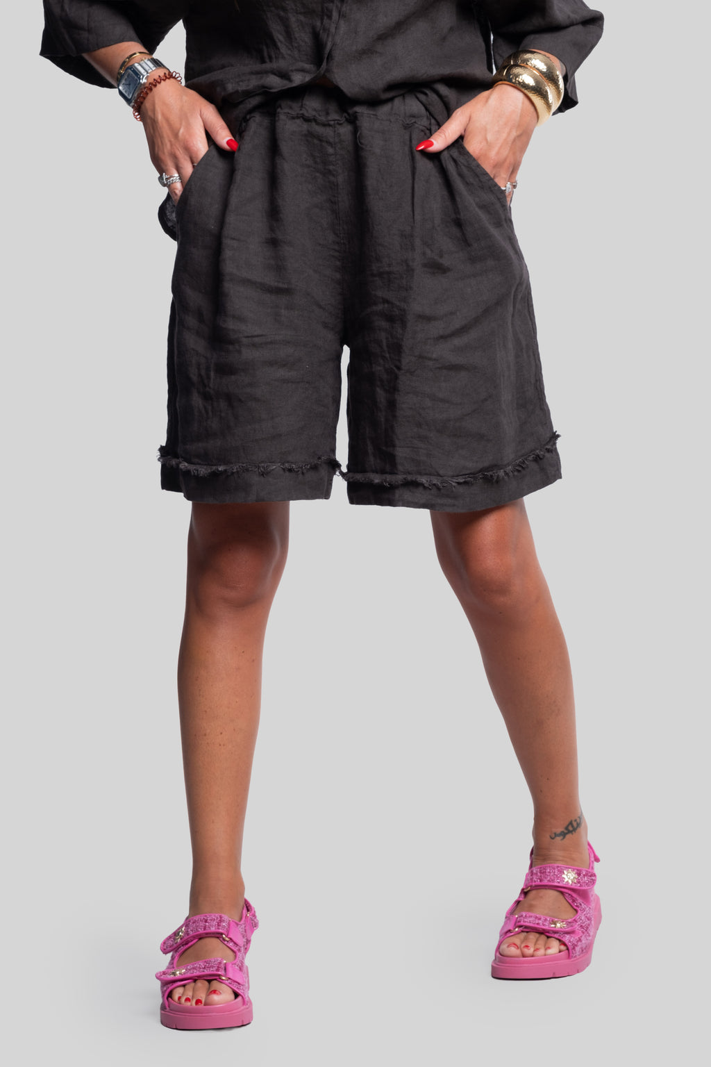 Coordinato 100% lino max bermuda kinder