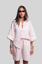 Coordinato 100% lino max bermuda rosa