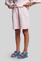 Coordinato 100% lino max bermuda rosa