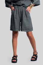 Coordinato 100% lino max bermuda verde