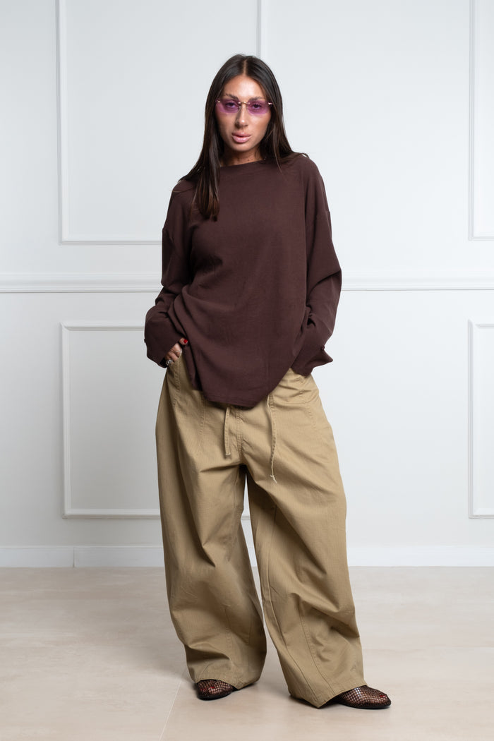 Pantalone laccio beige