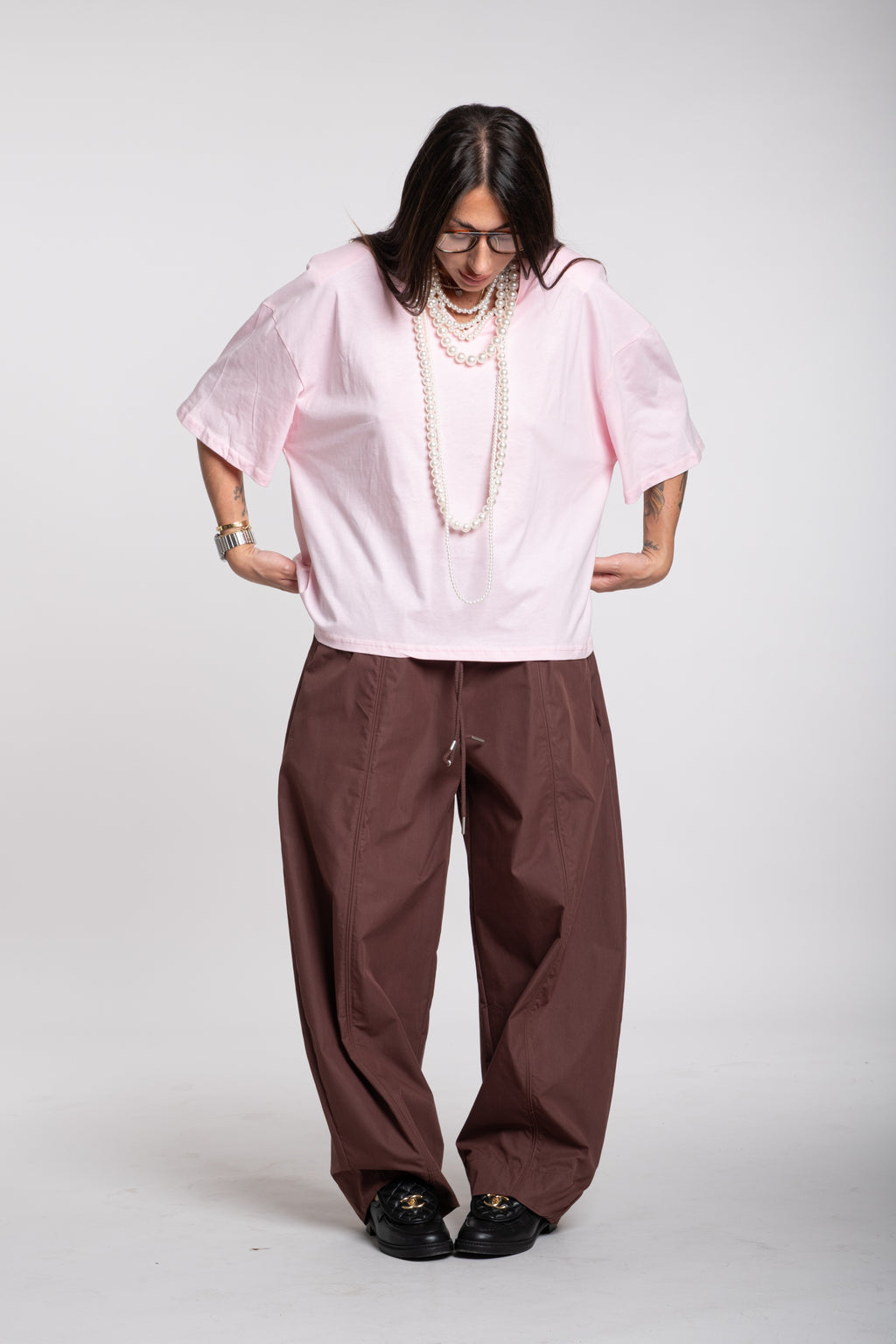 Maglia scollo V rosa
