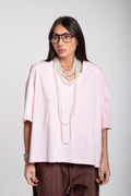 Maglia scollo V rosa