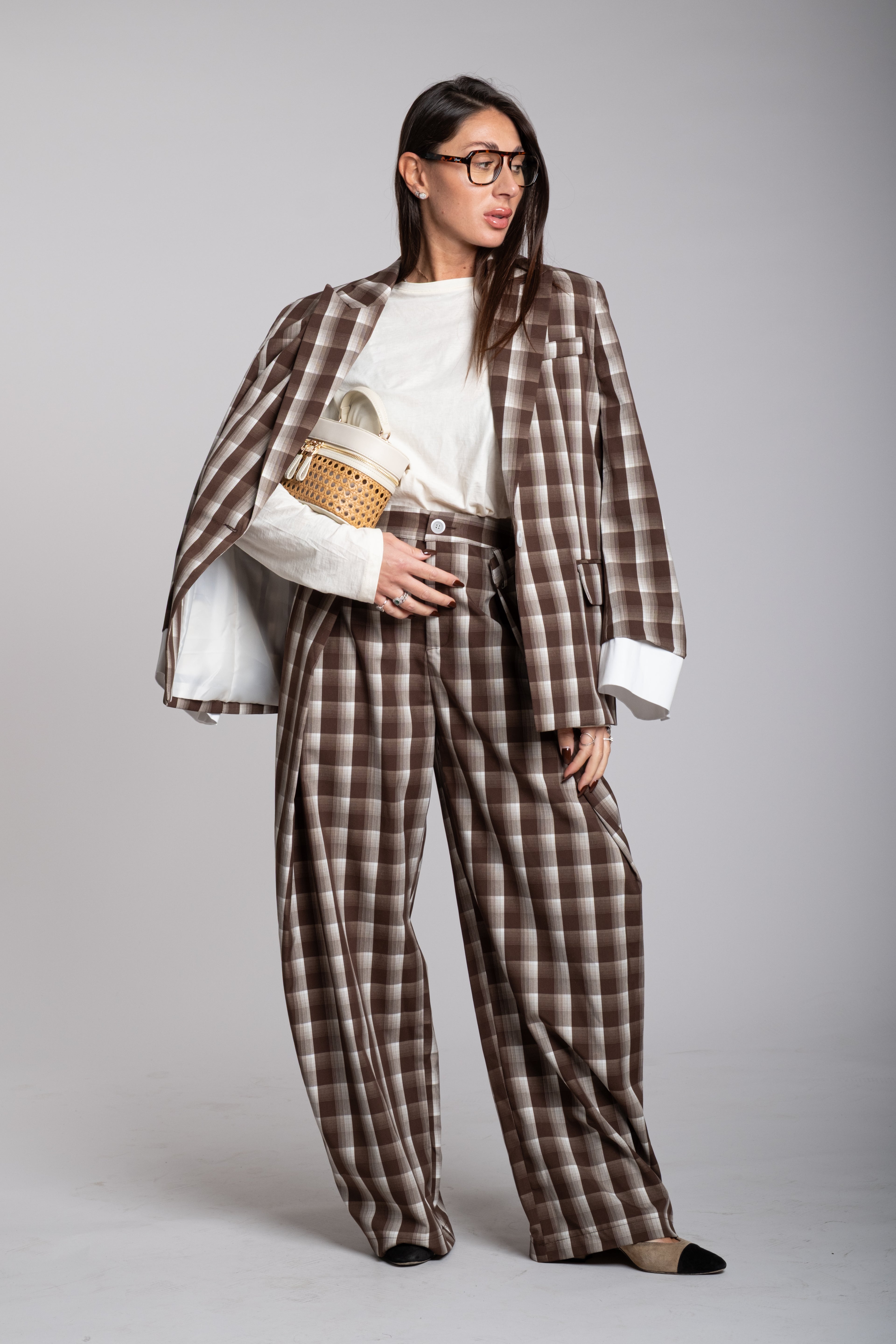Tailleur Lumina quadri marrone