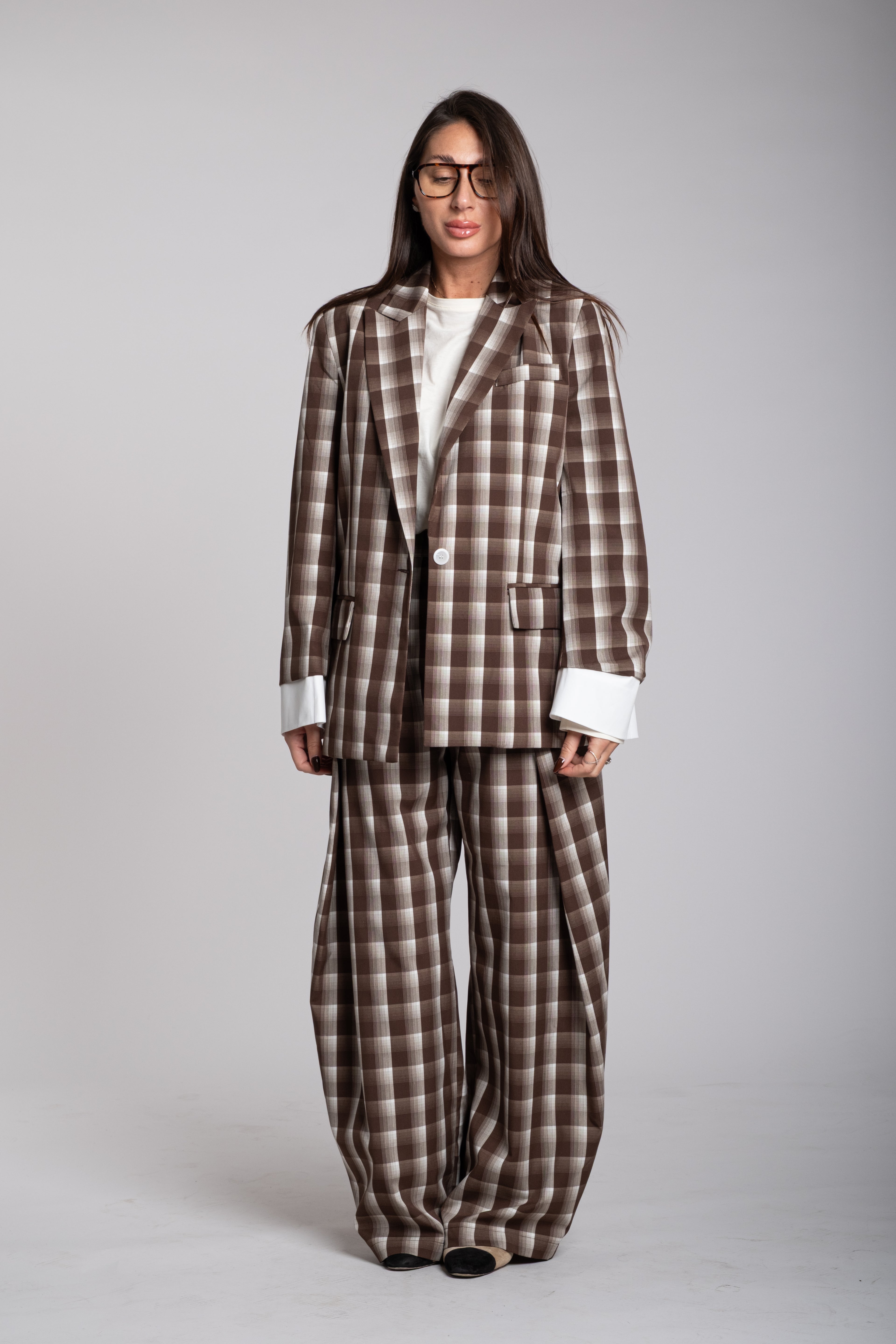 Tailleur Lumina quadri marrone