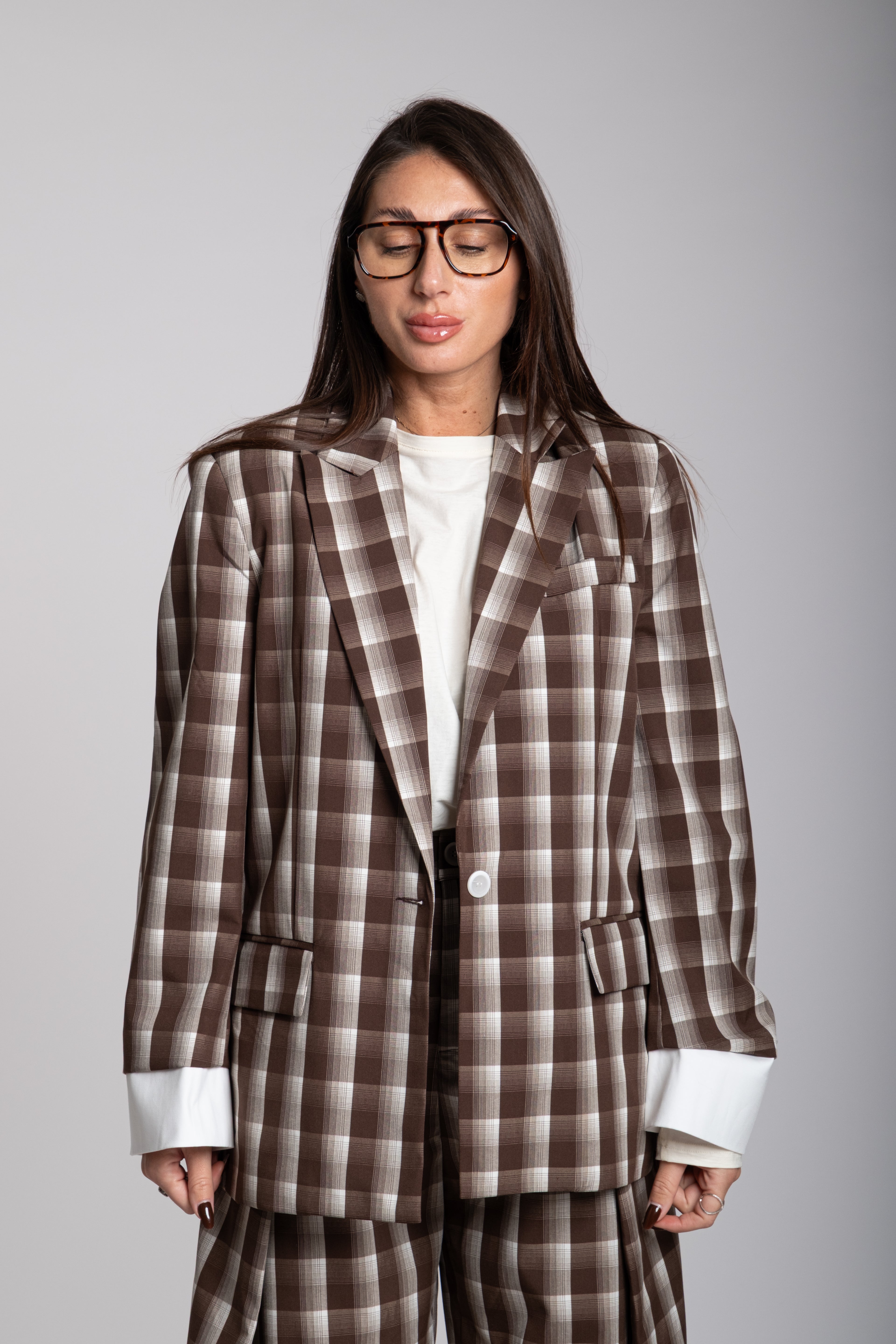 Tailleur Lumina quadri marrone