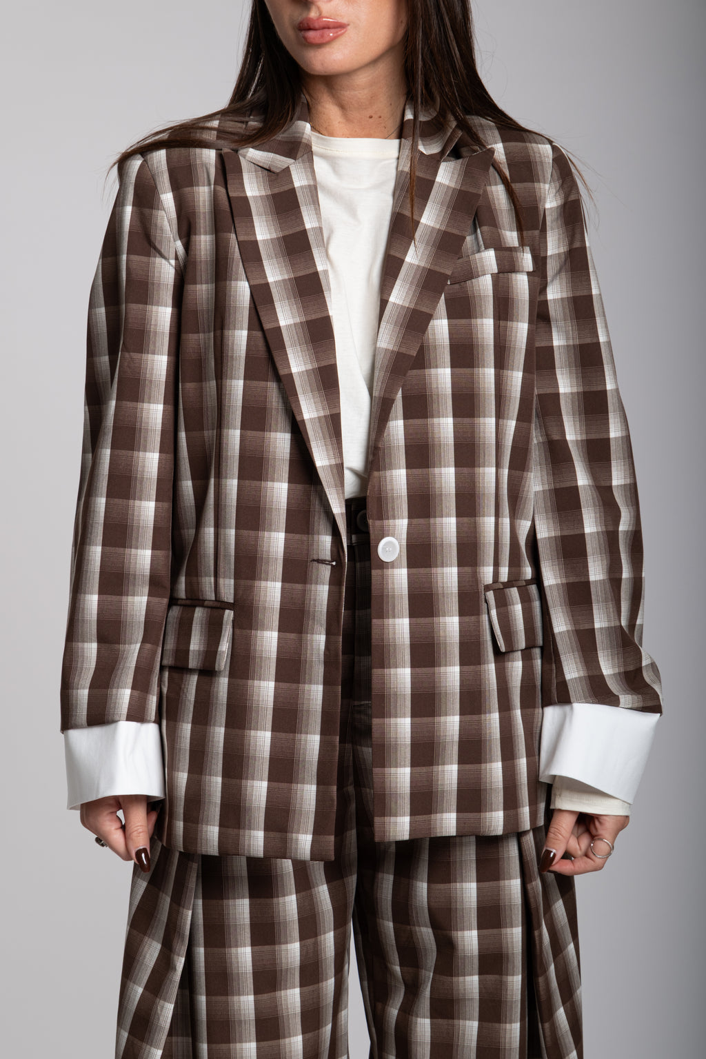 Tailleur Lumina quadri marrone