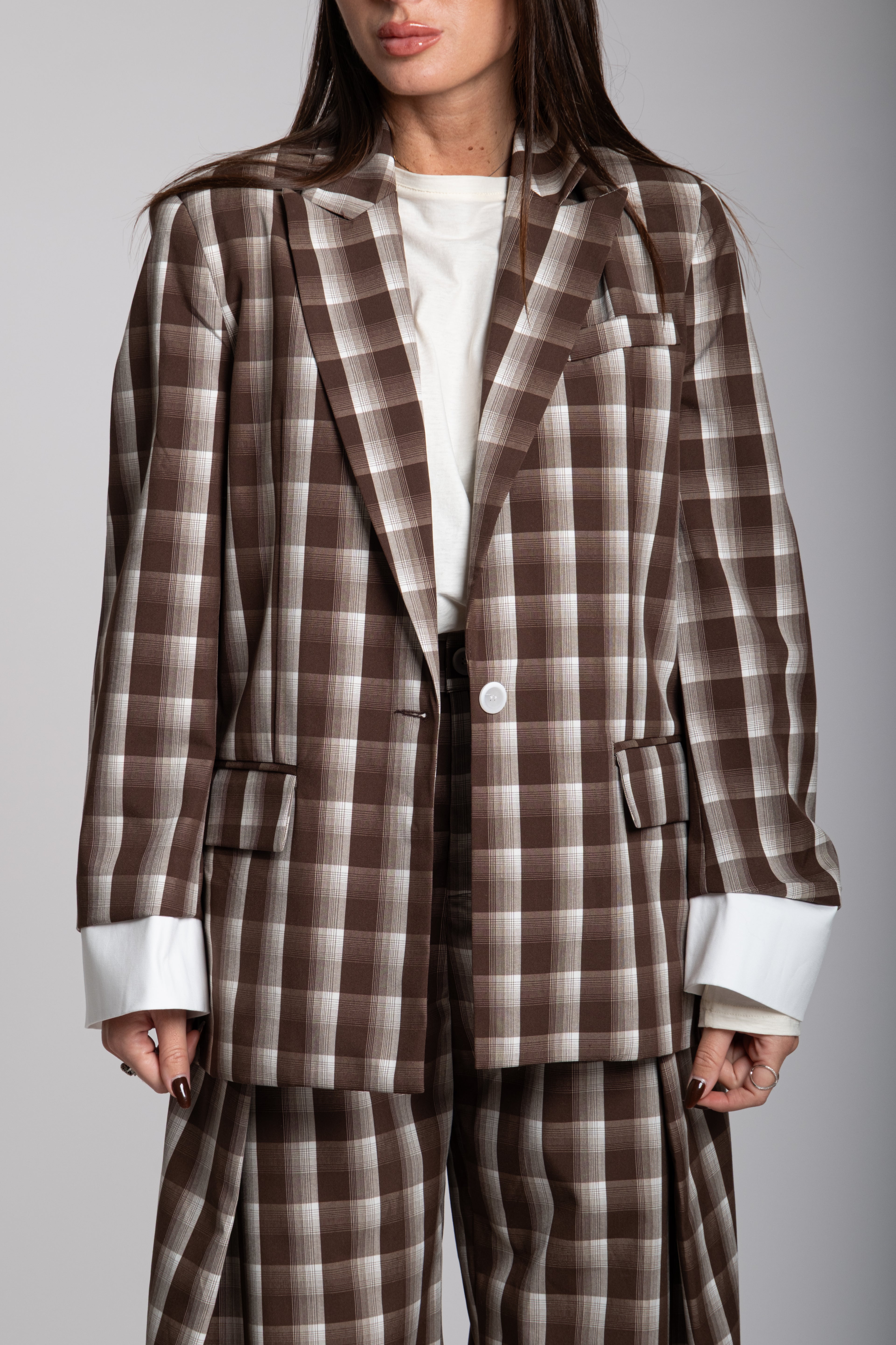 Tailleur Lumina quadri marrone