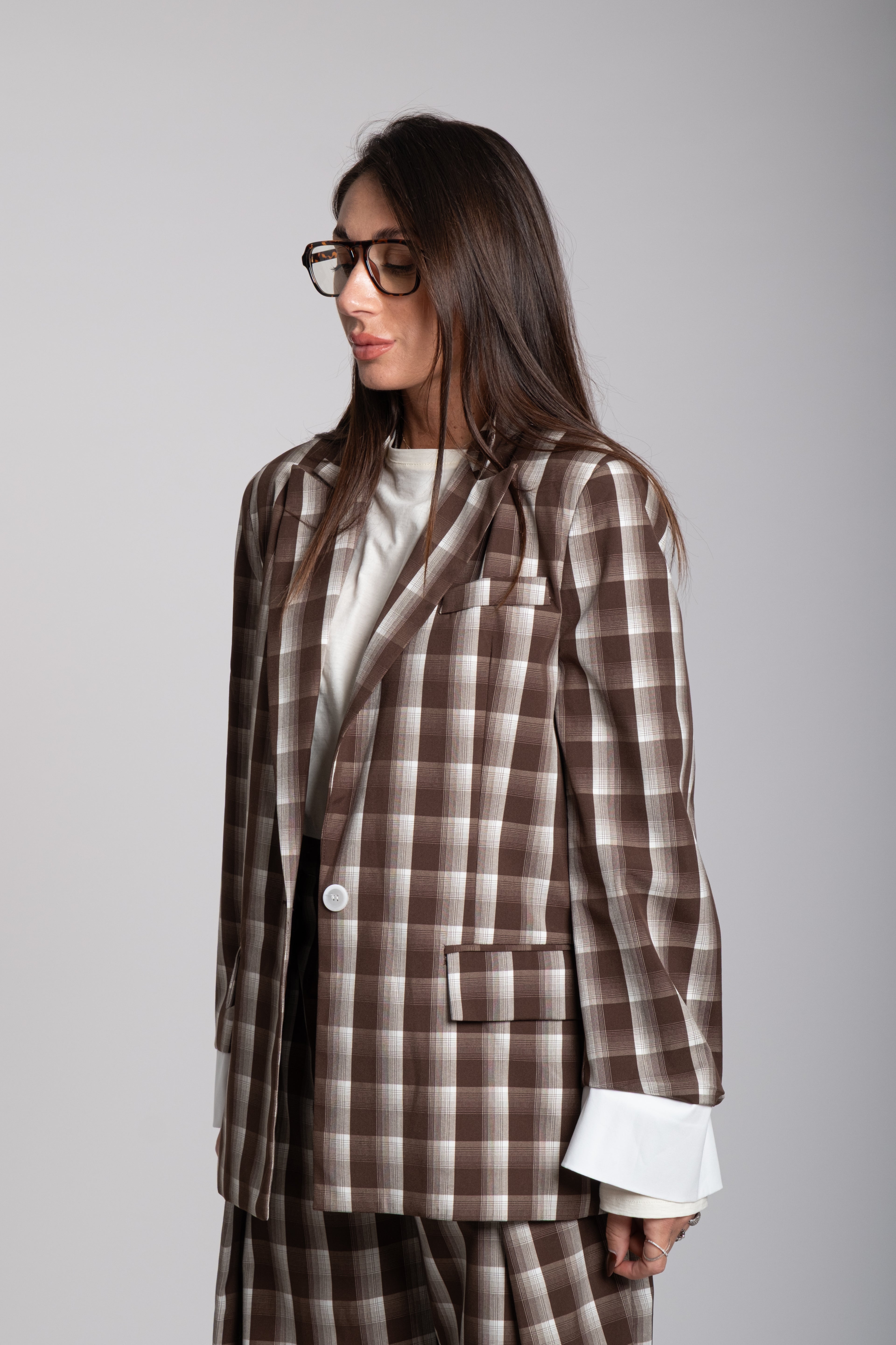 Tailleur Lumina quadri marrone