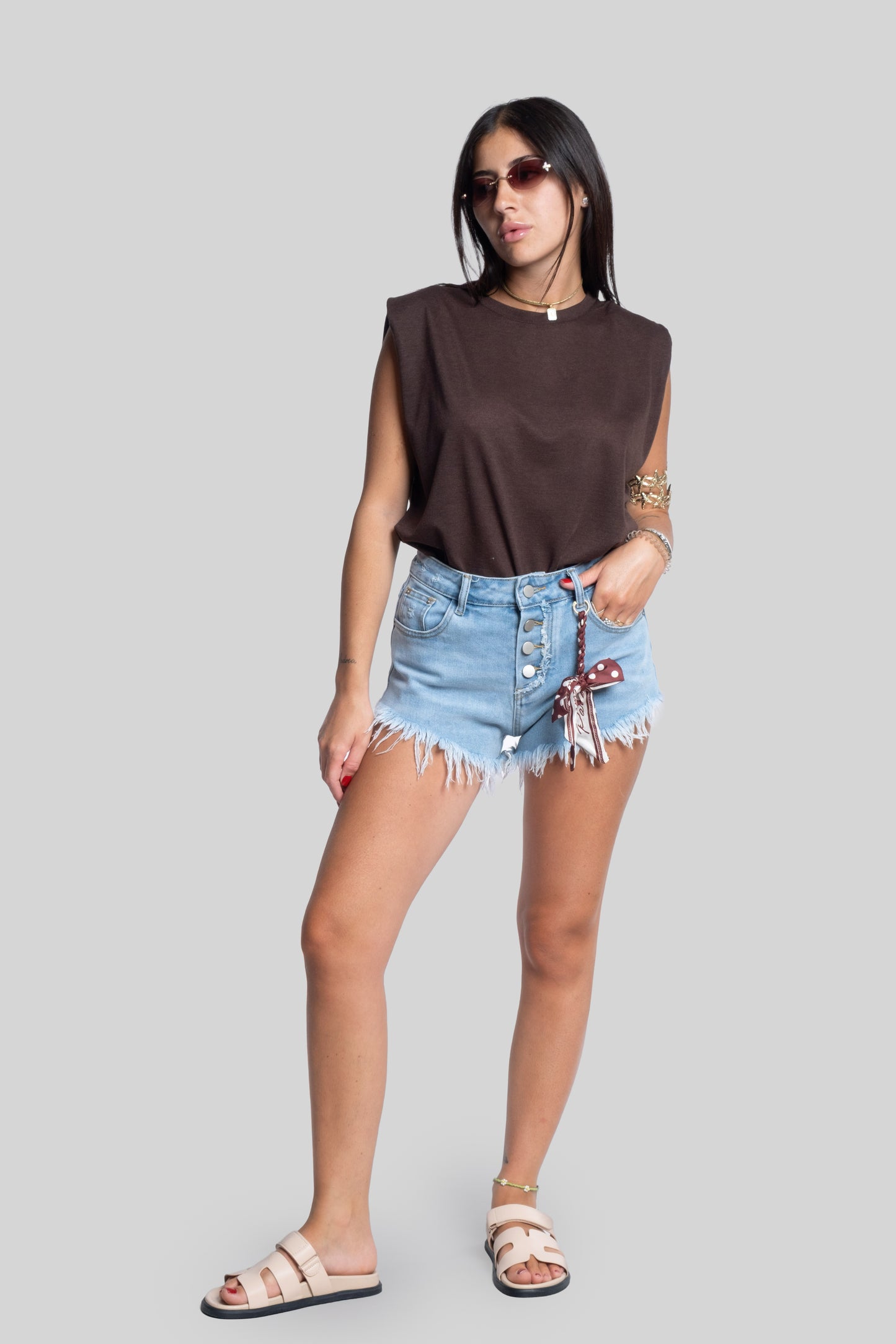 Short denim vita alta