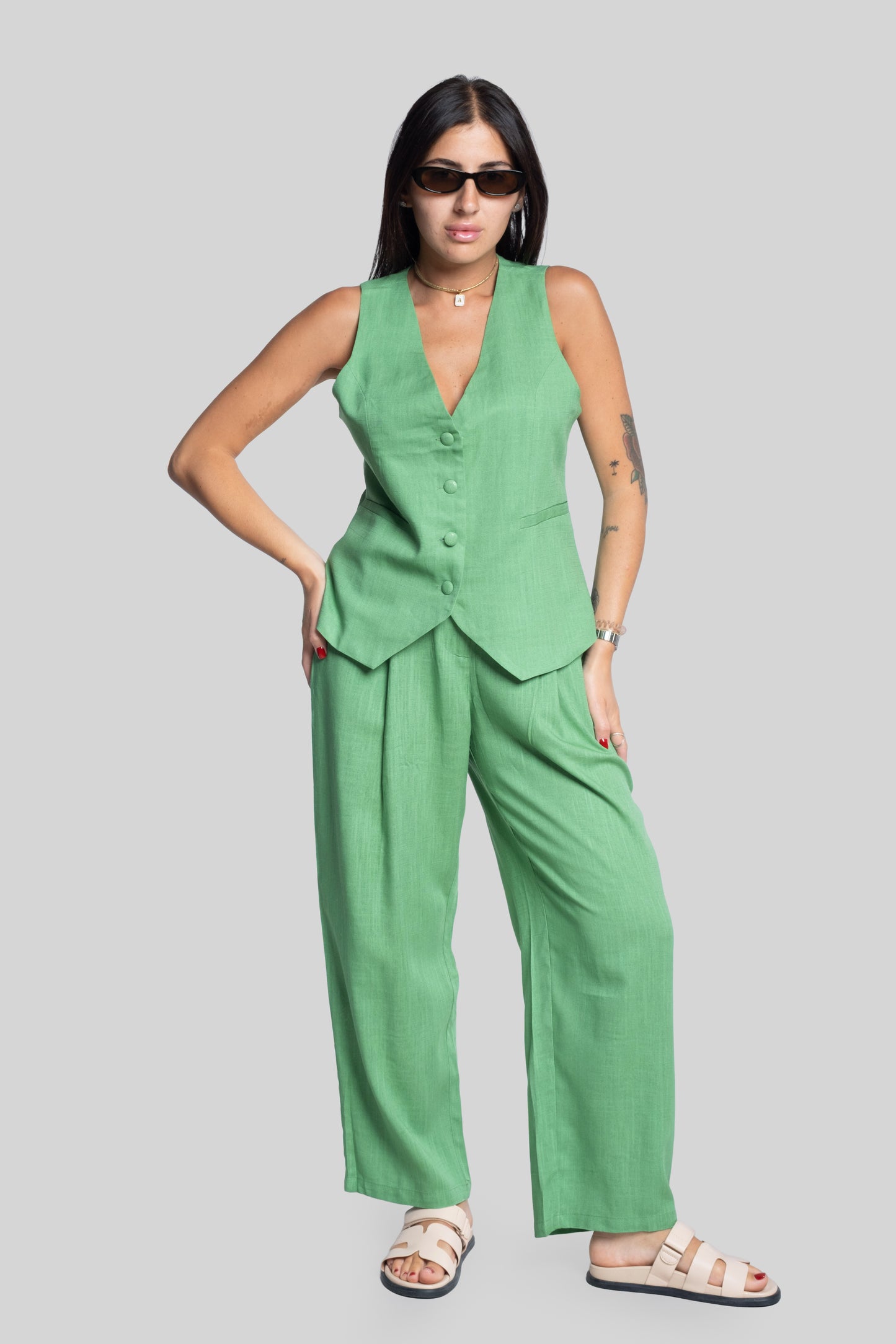 Tailleur Antonia gilet verde