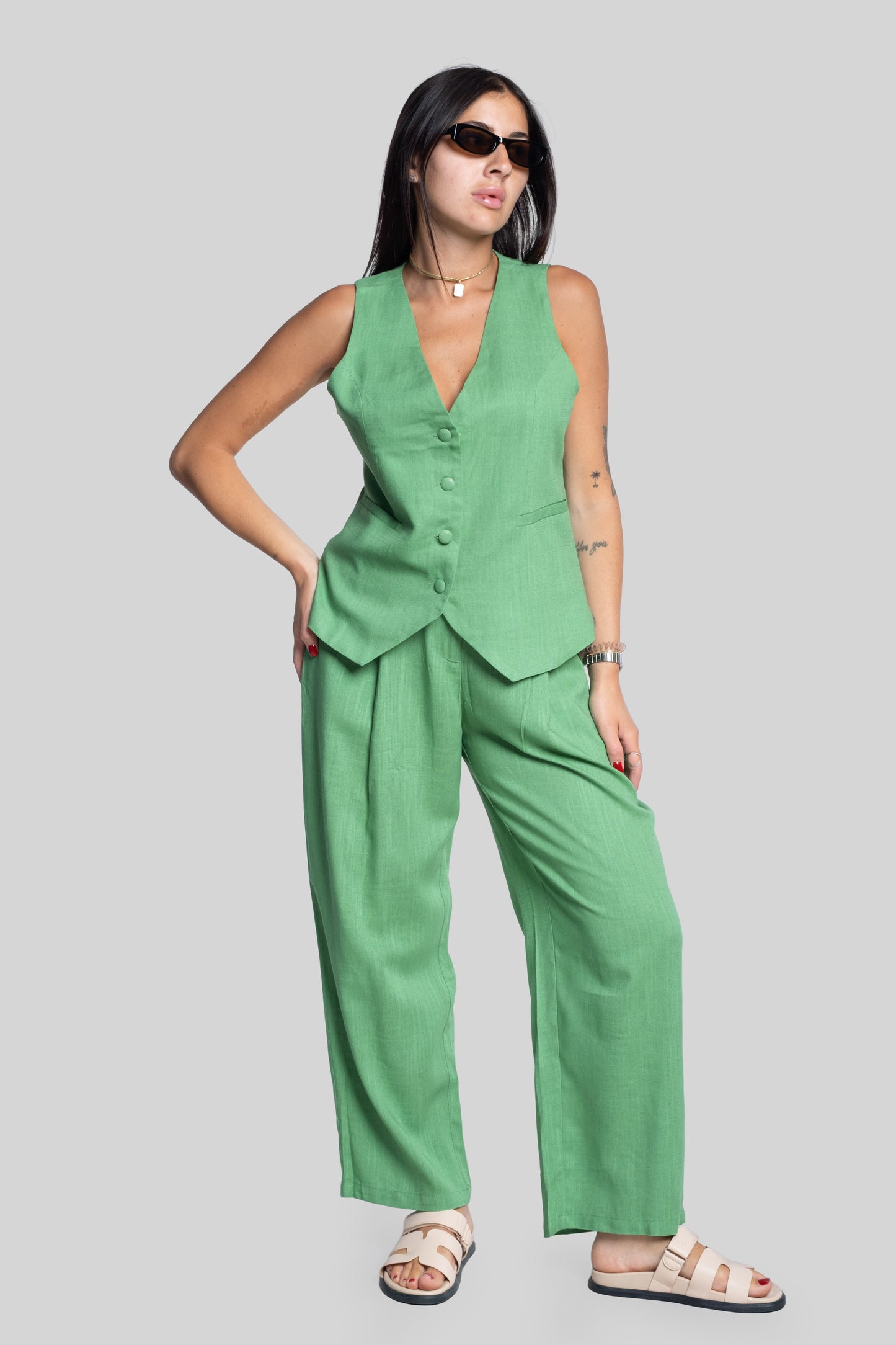 Tailleur Antonia gilet verde