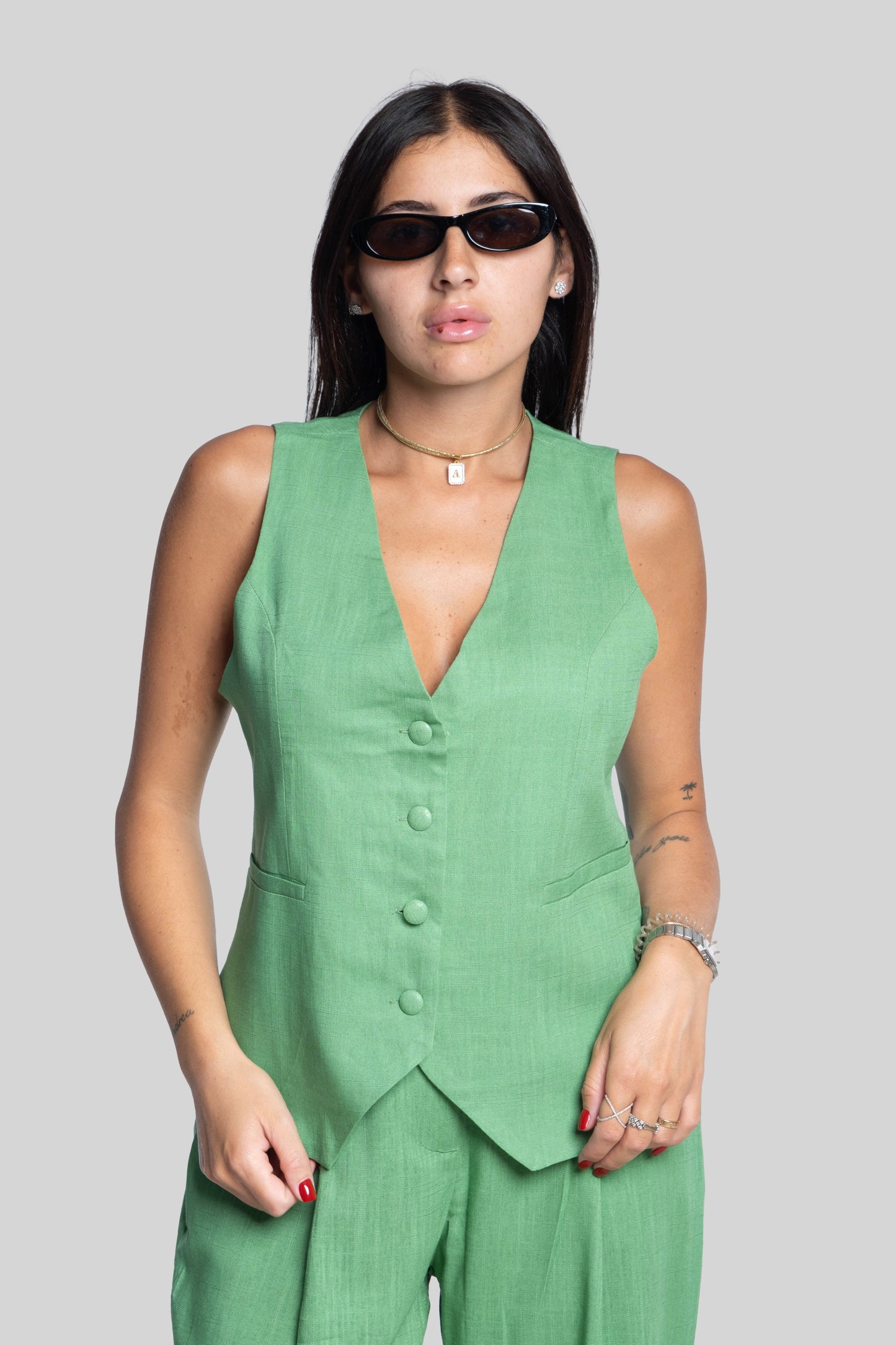 Tailleur Antonia gilet verde