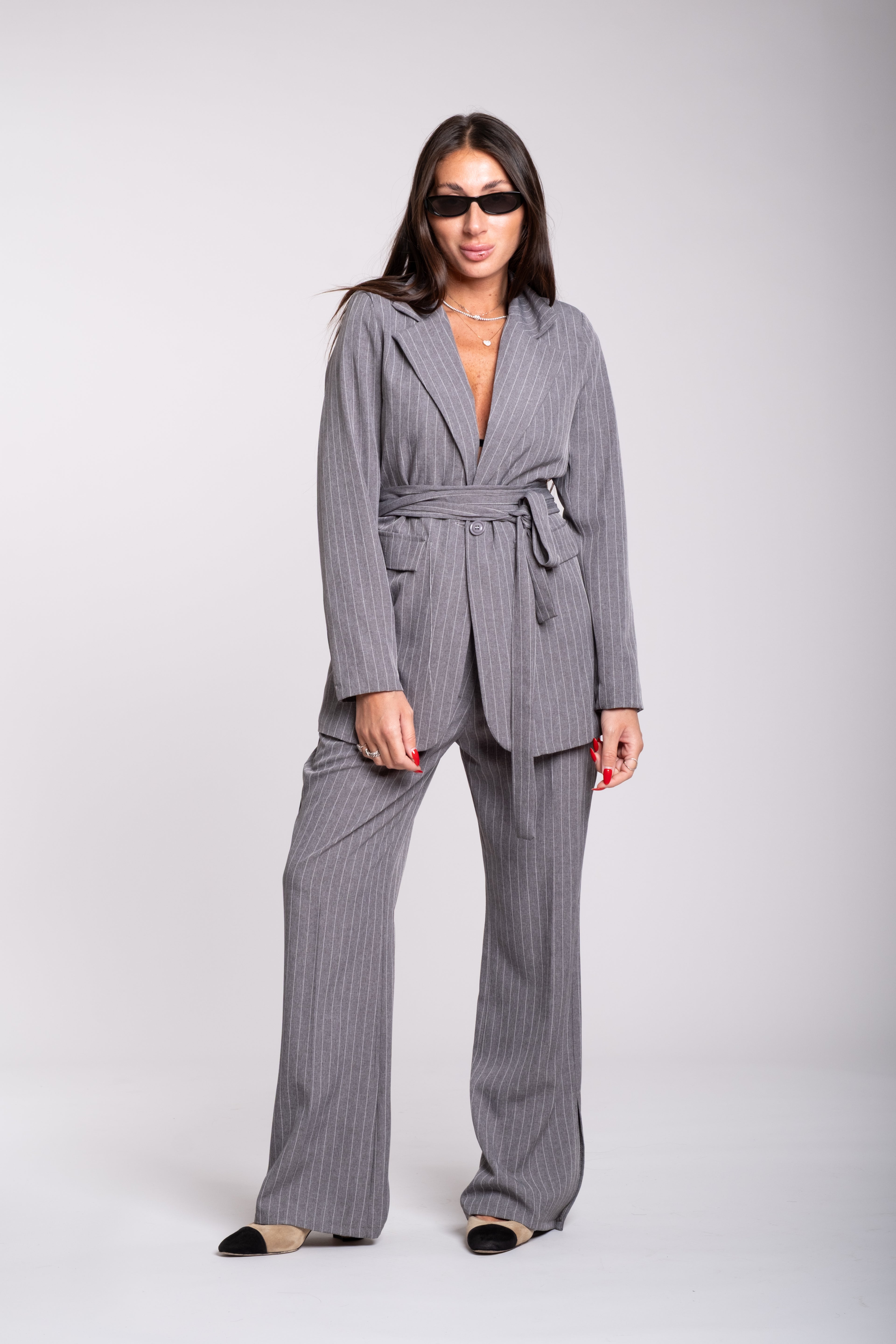 Tailleur Angel gessato grigio
