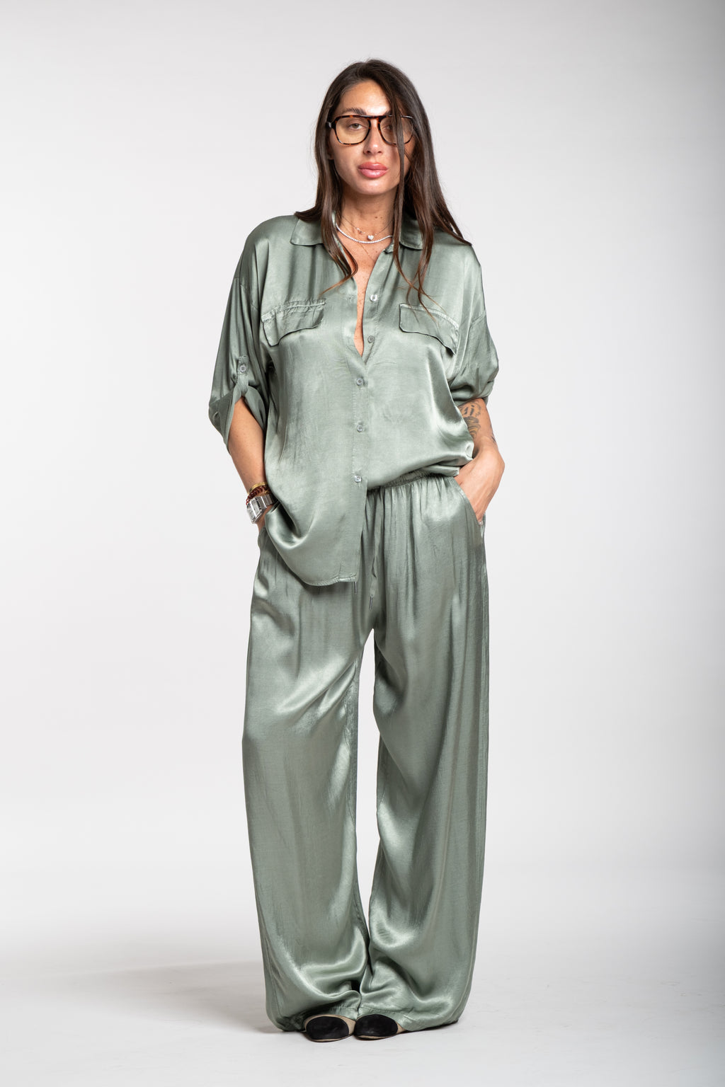 Coordinato satin verde