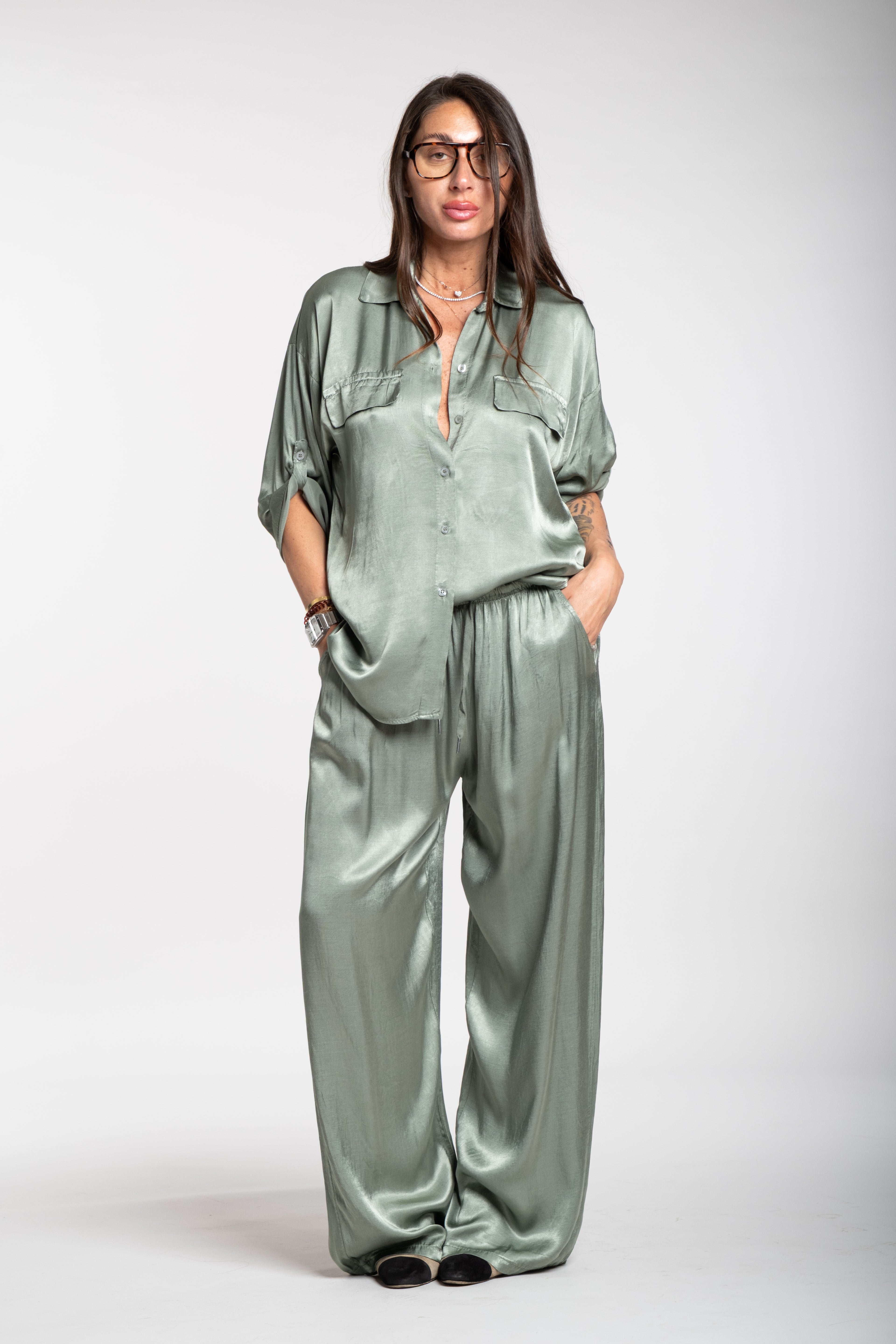 Coordinato satin verde