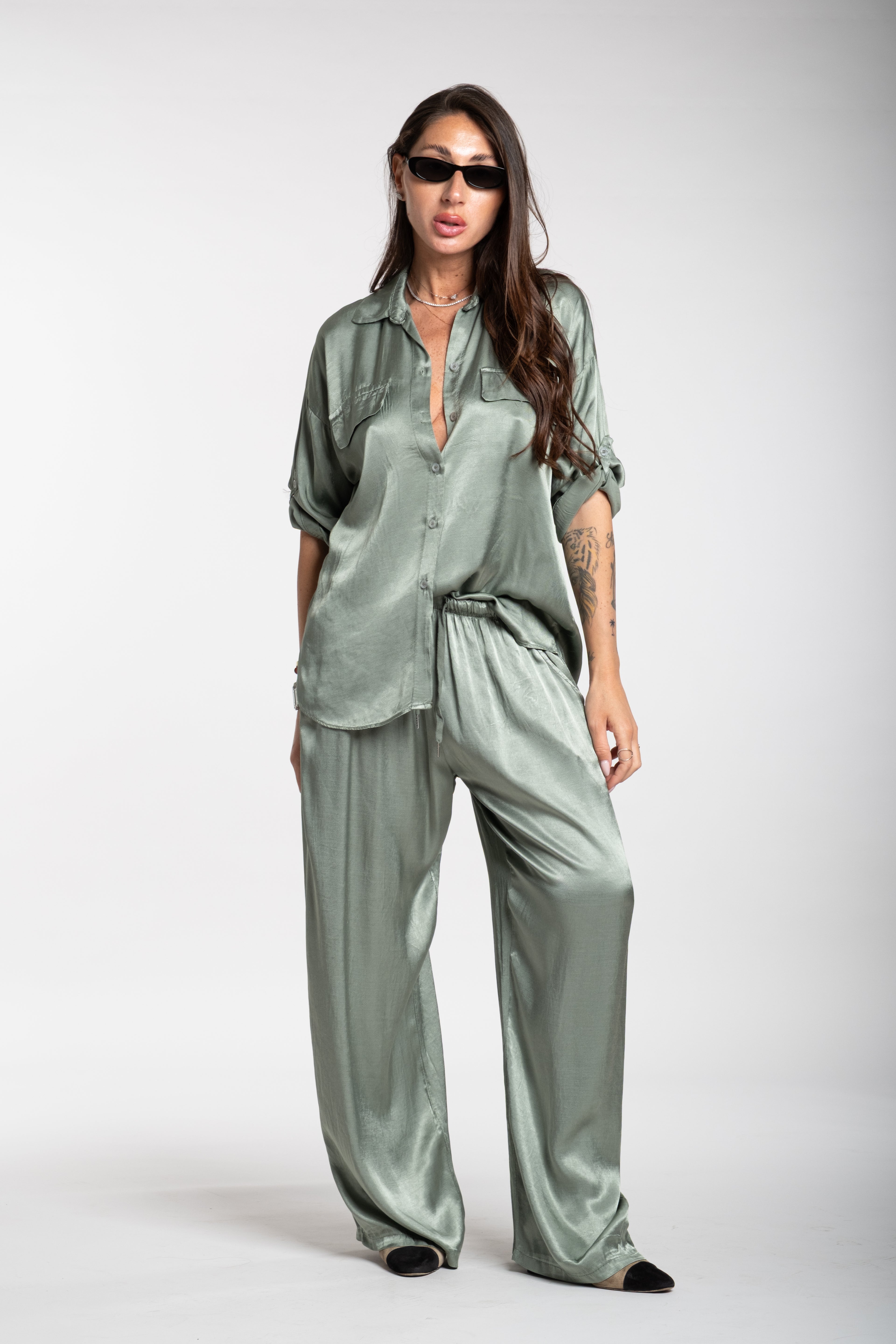 Coordinato satin verde