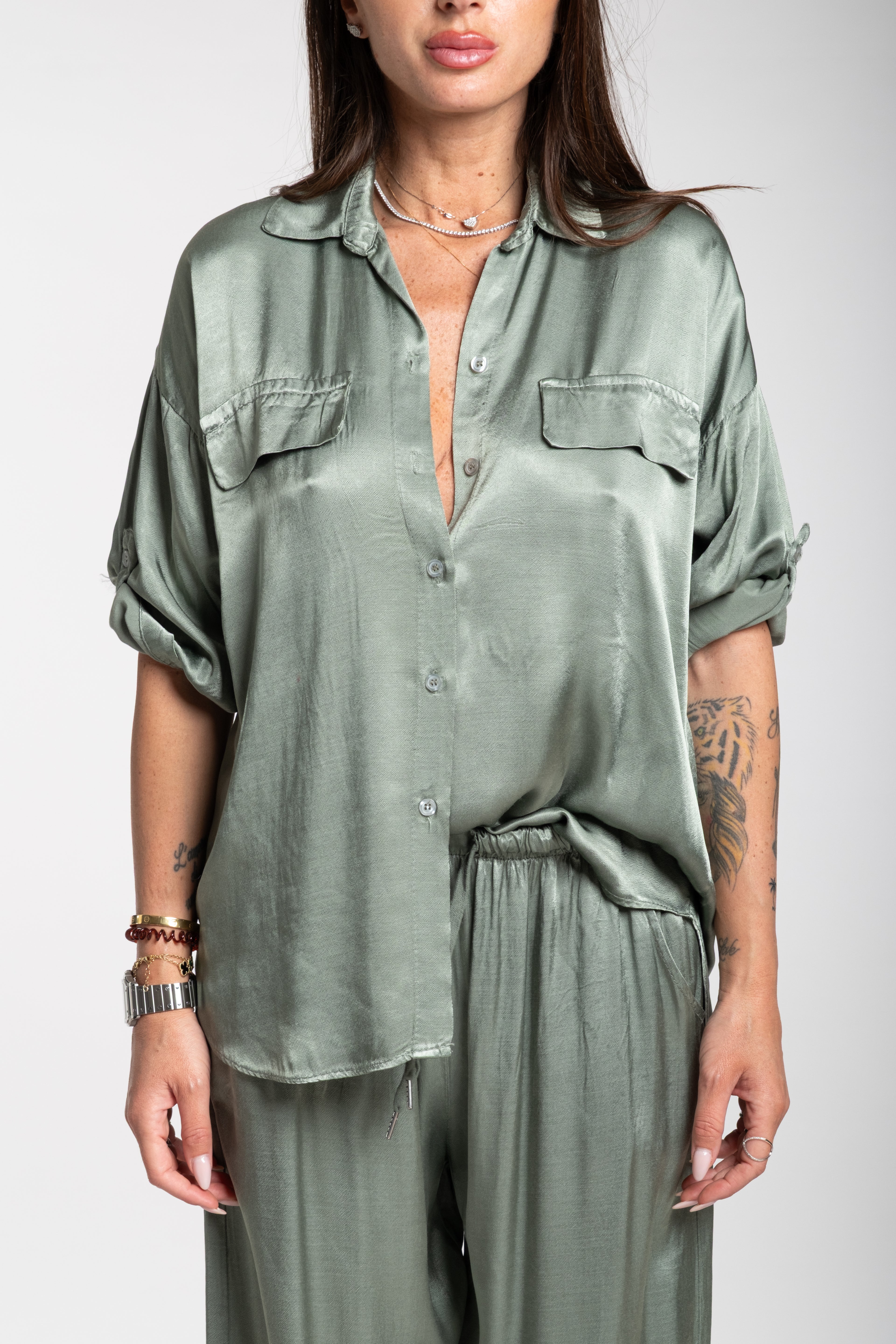 Coordinato satin verde
