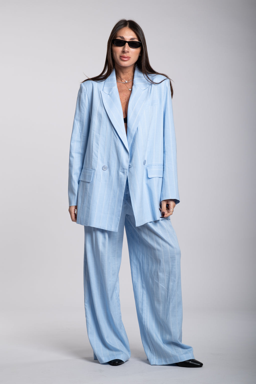 tailleur Lumina misto lino celeste