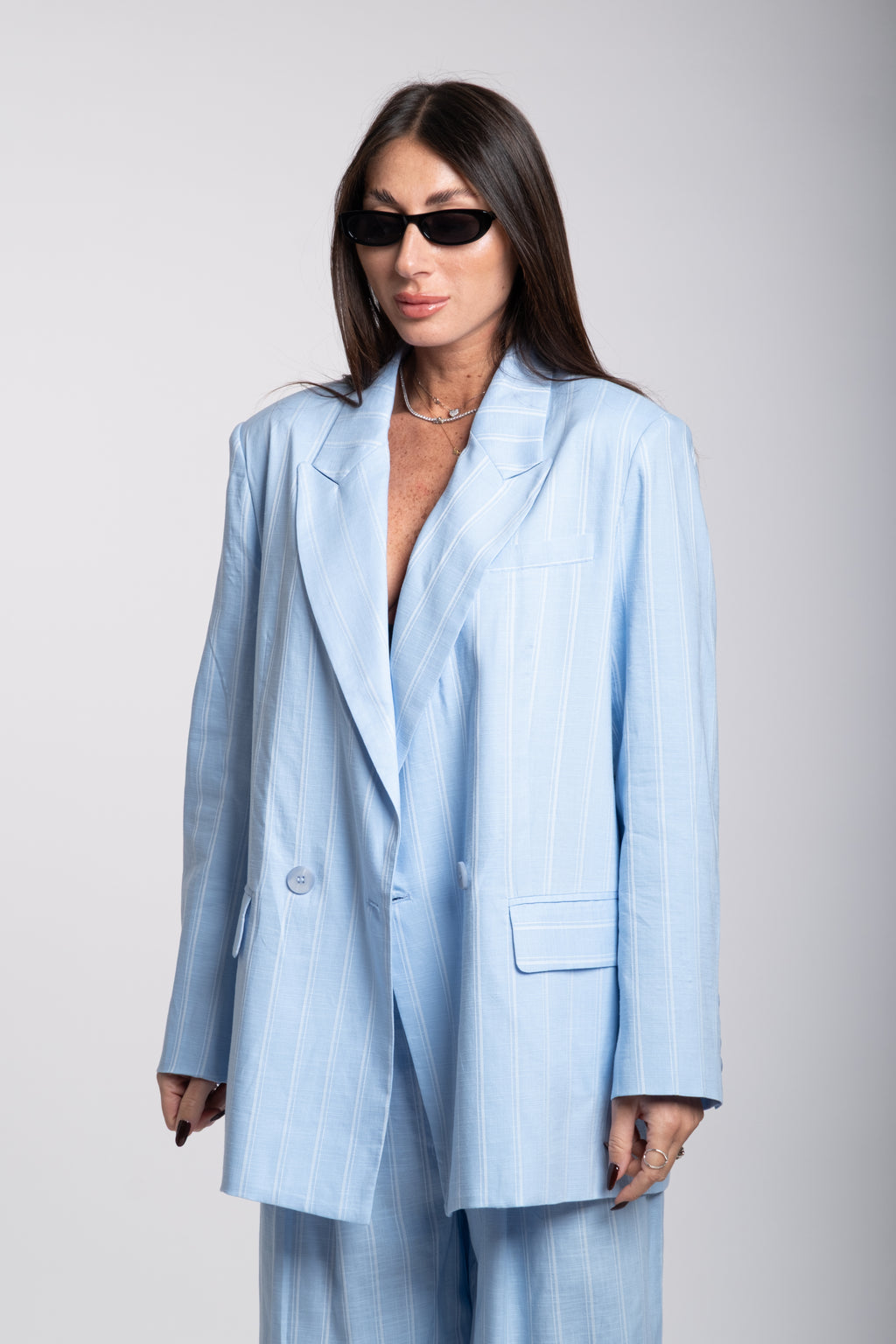 tailleur Lumina misto lino celeste